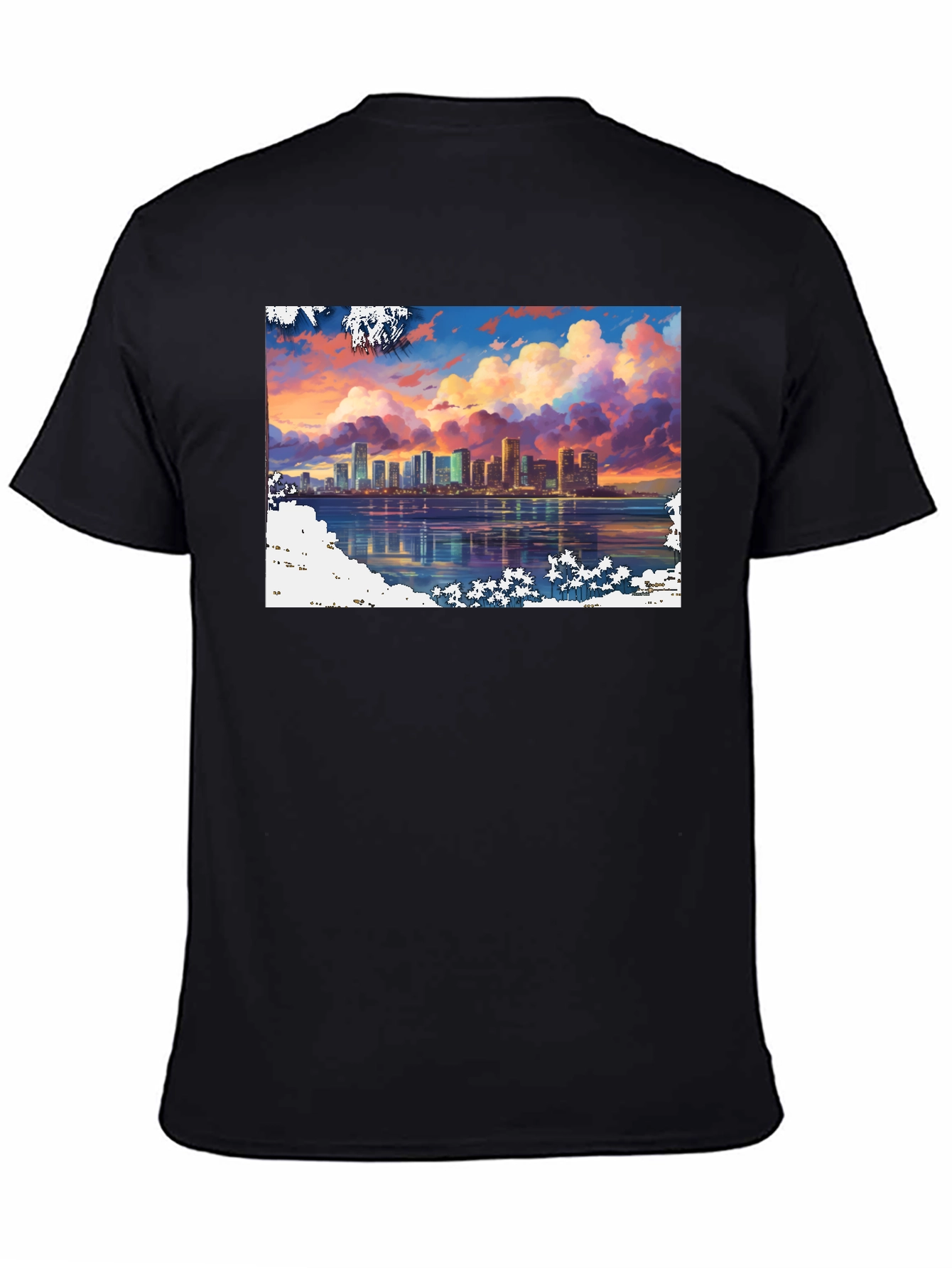 Cityscape Sunset Graphic Tee - Stylish Black T-Shirt