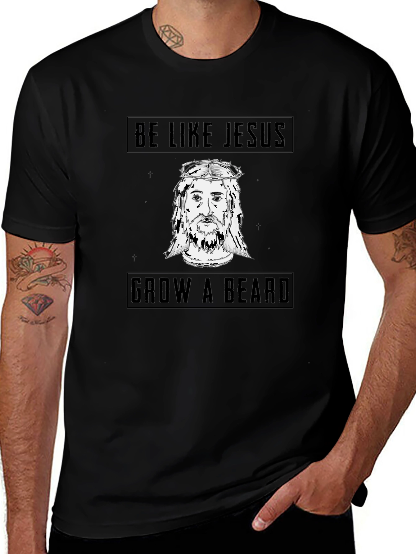 Be Like Jesus Grow a Beard Black T-Shirt
