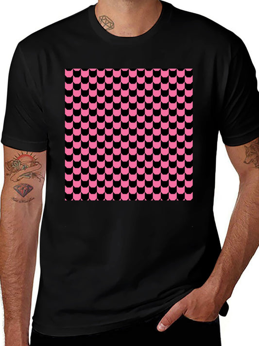 Funky Retro Patterned Black T-Shirt