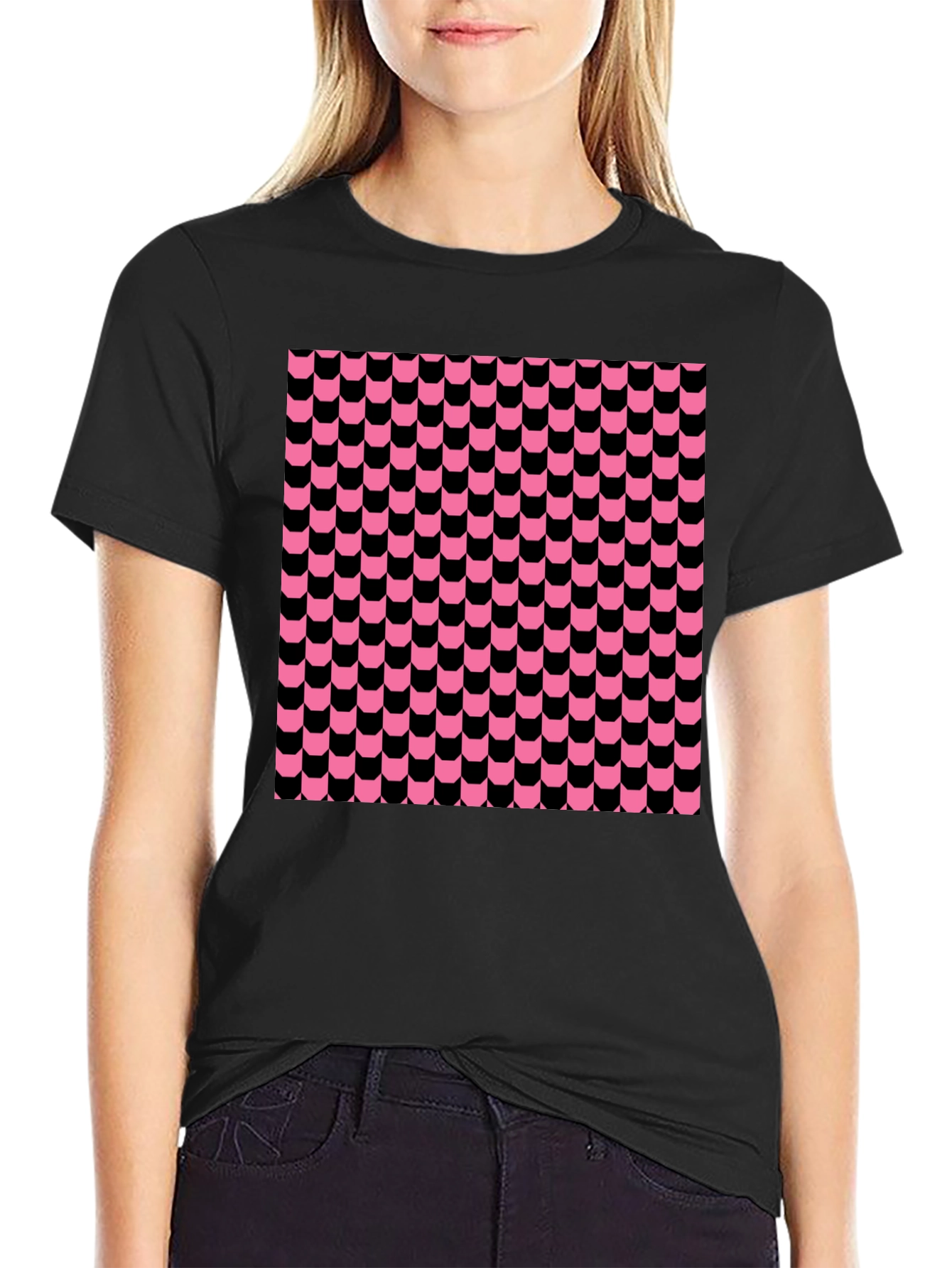 Funky Retro Patterned Black T-Shirt