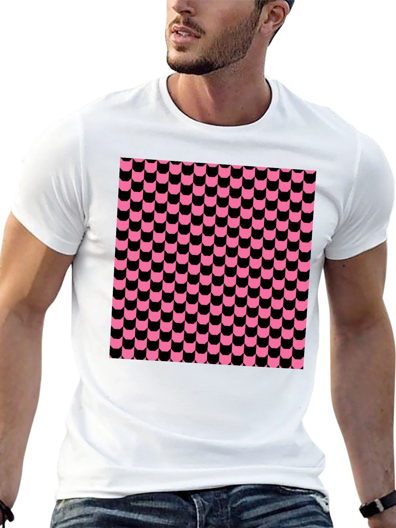 Funky Retro Patterned Black T-Shirt