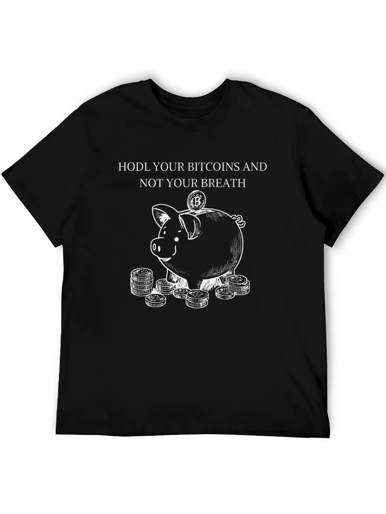HODL Bitcoin Piggy Bank Black Graphic T-Shirt