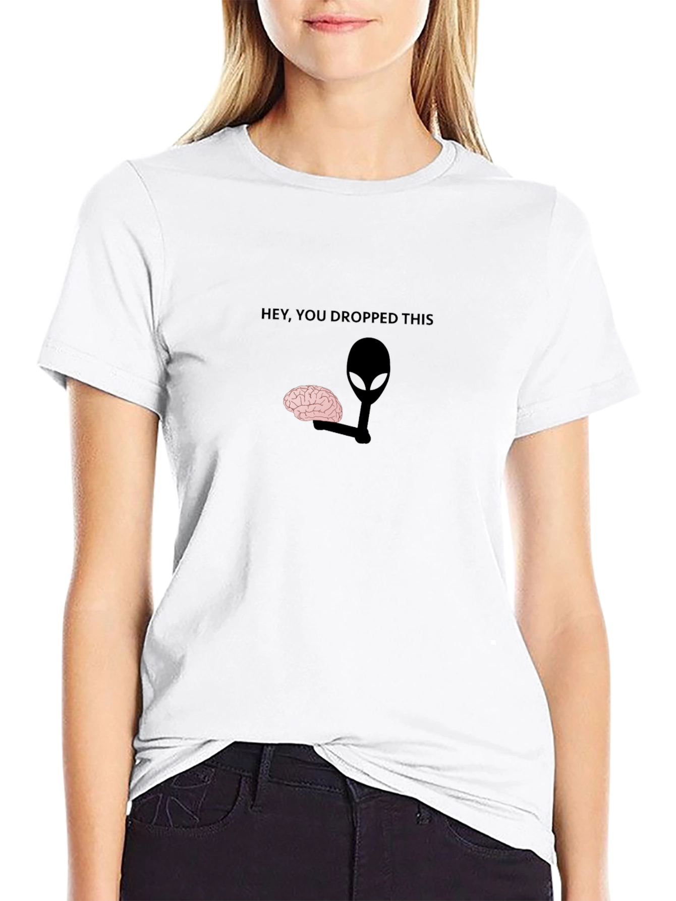 Funny Alien Dropped Brain Graphic T-Shirt