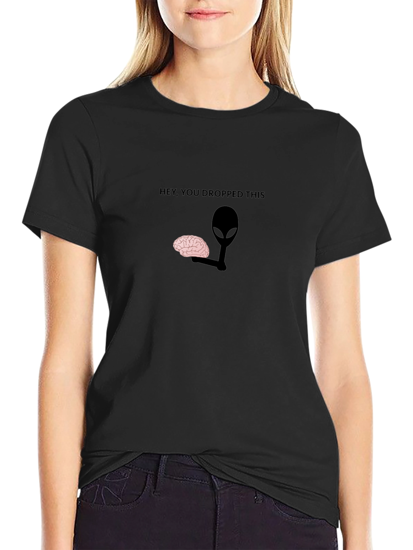 Funny Alien Dropped Brain Graphic T-Shirt