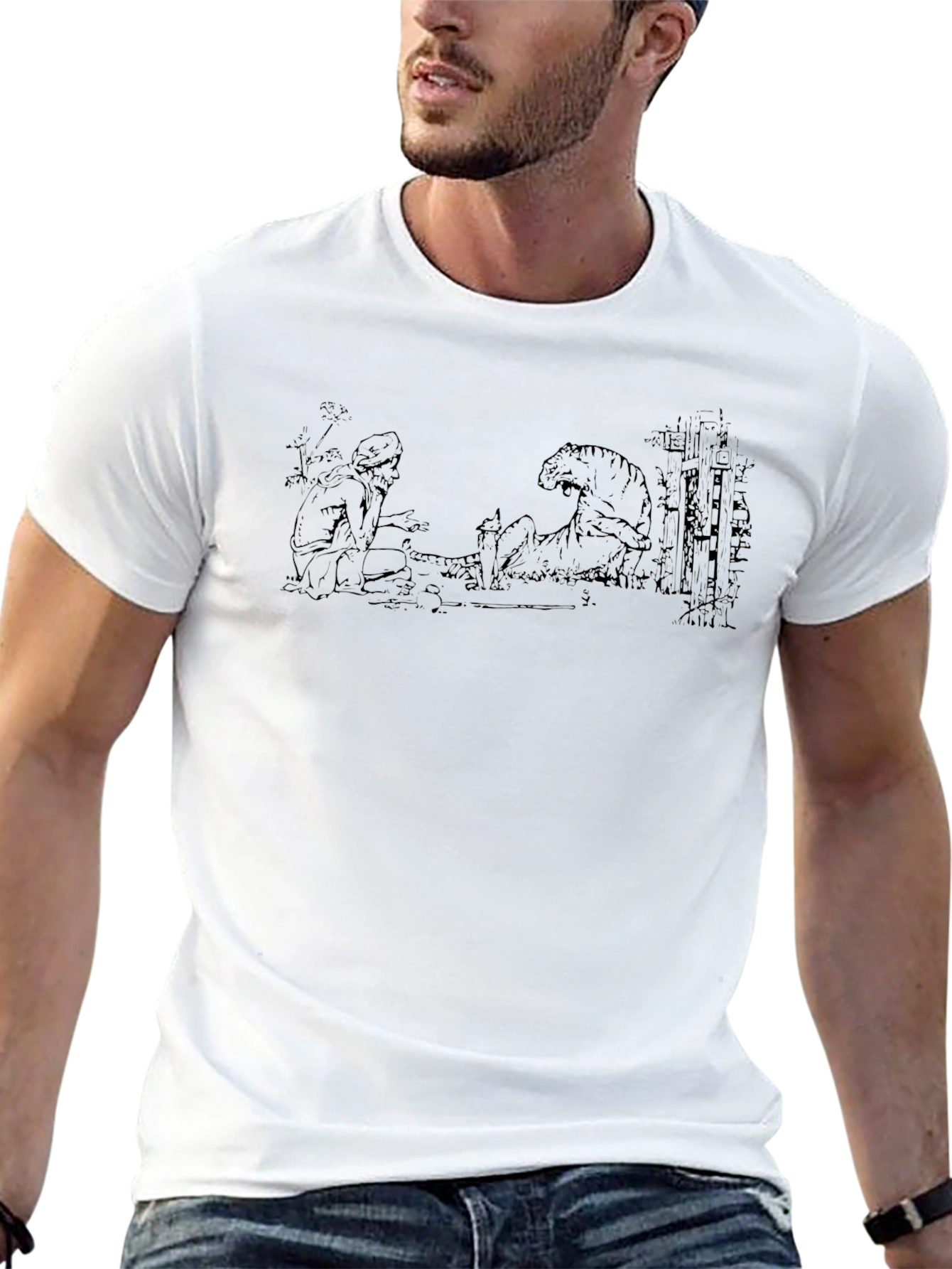 Dark Graphic Tee: Man and Beast