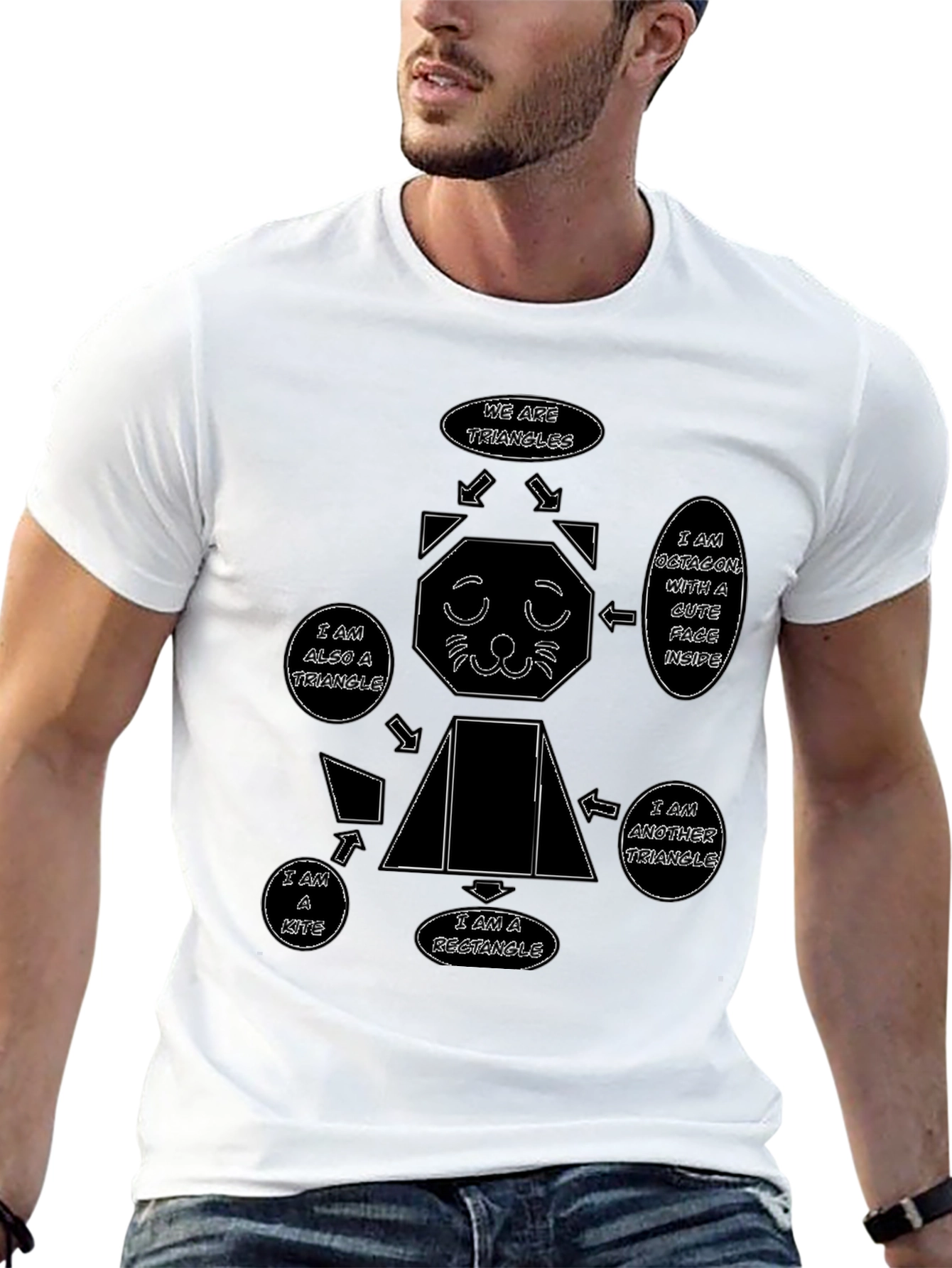 Geometric Cat T-Shirt - Unique Design