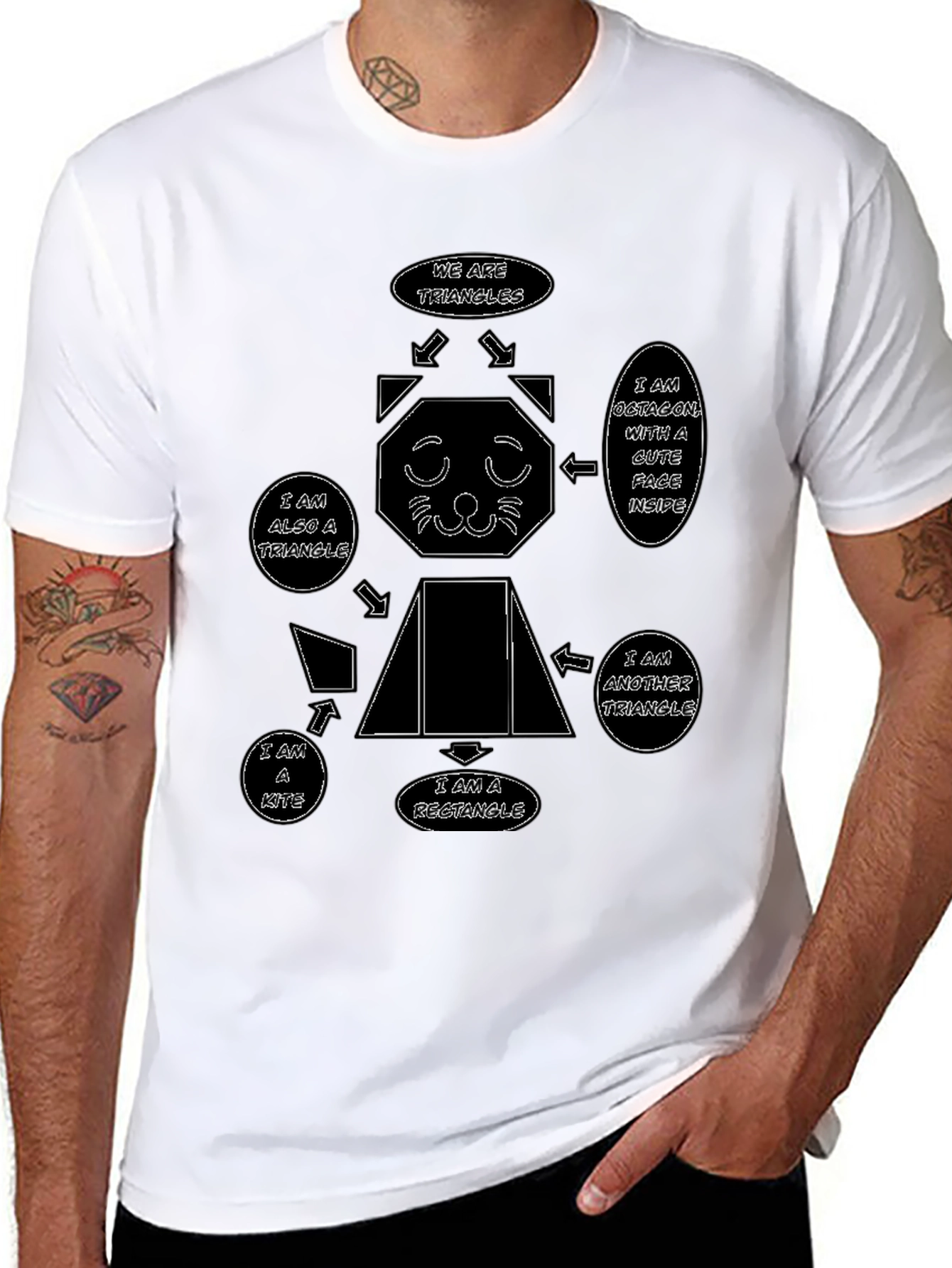 Geometric Cat T-Shirt - Unique Design