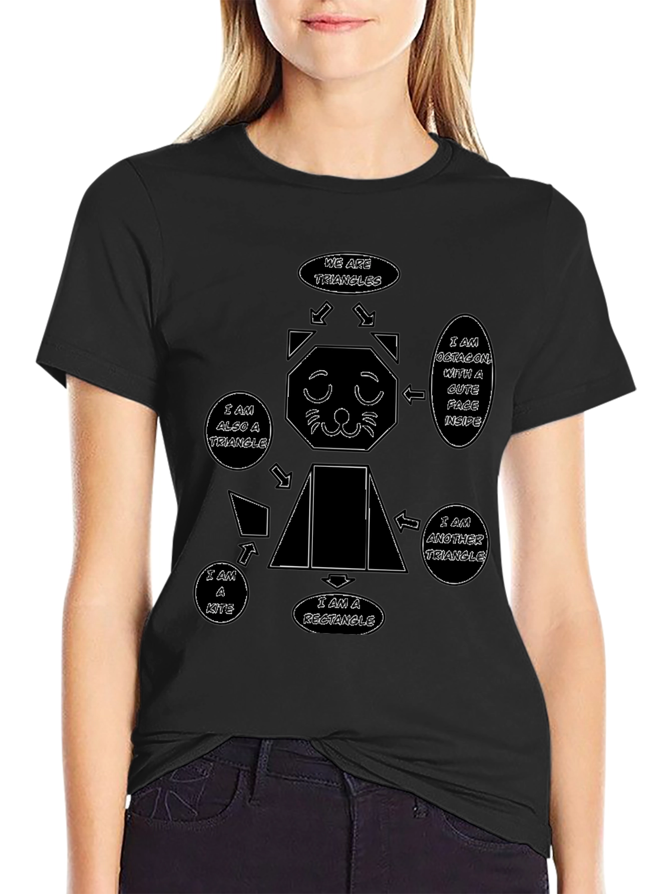Geometric Cat T-Shirt - Unique Design