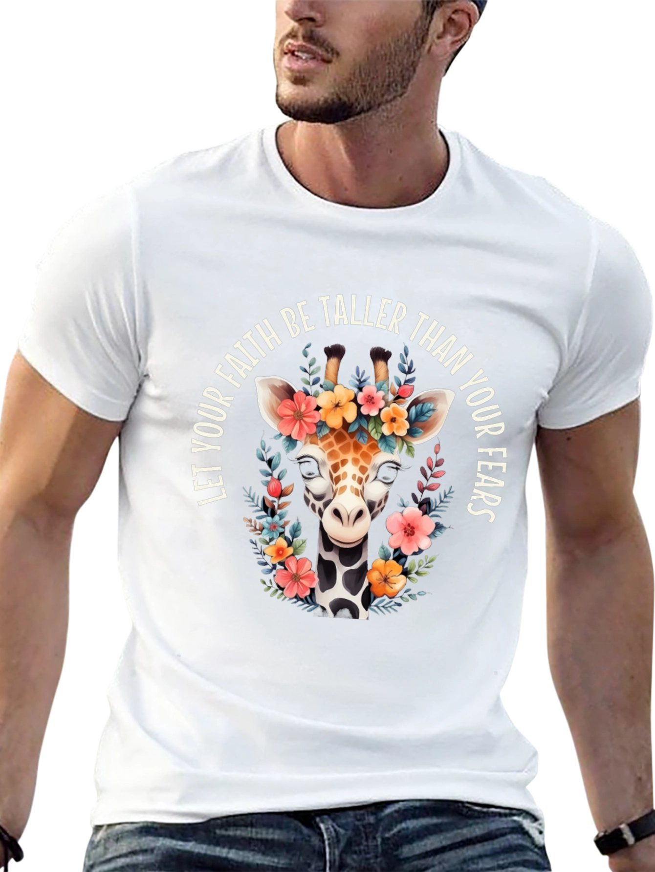 Floral Giraffe T-Shirt: Faith Over Fears