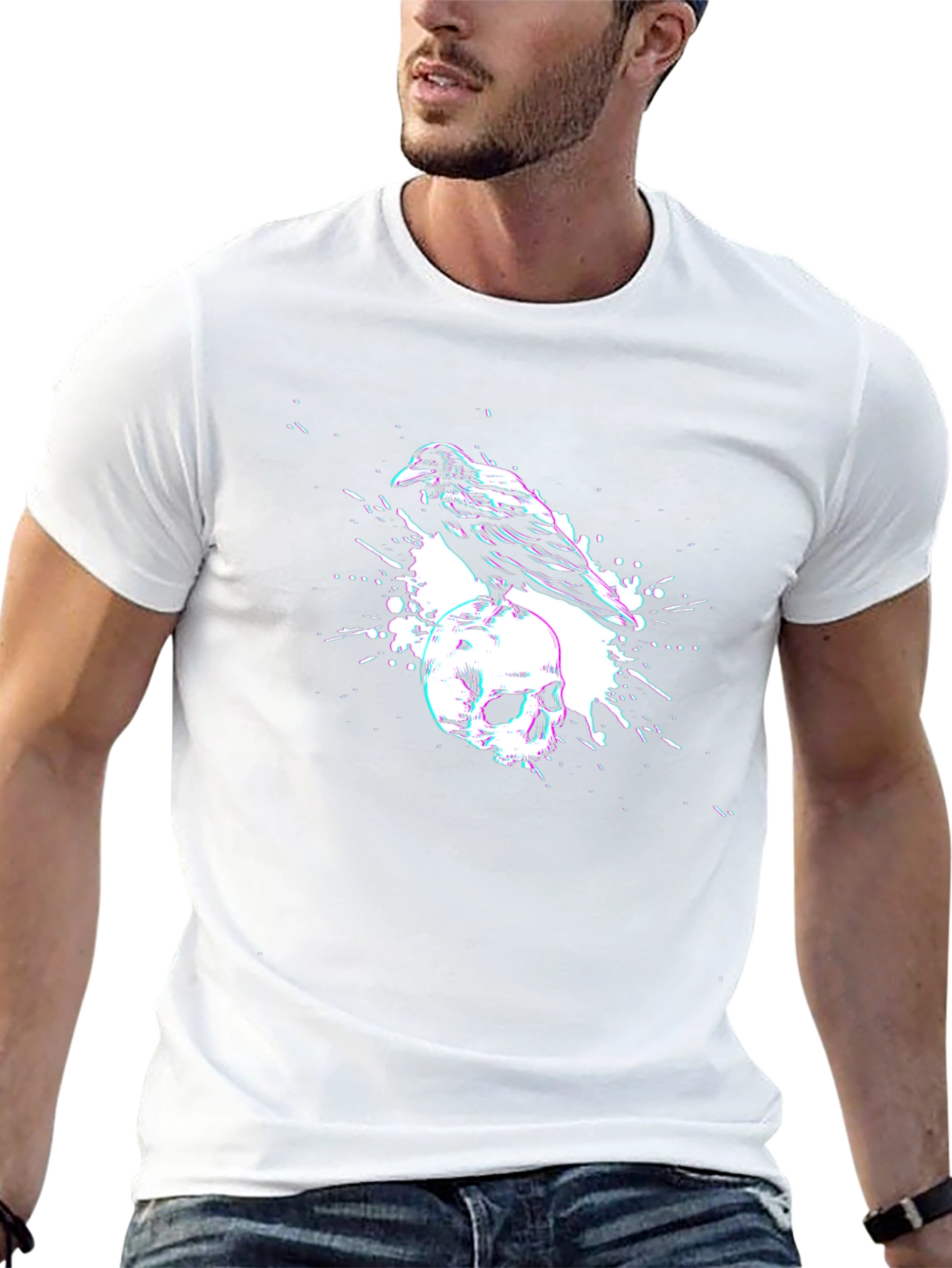 Raven Skull Graphic T-Shirt - Dark Aesthetic Tee