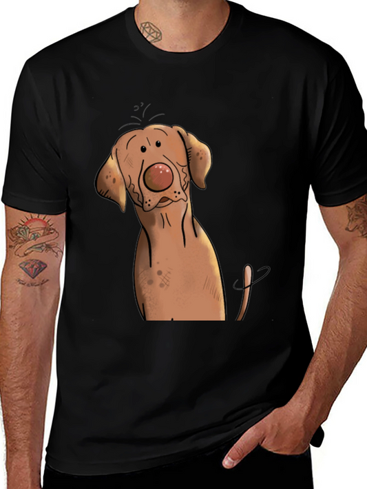 Funny Dog Graphic Tee - Black Cotton T-Shirt