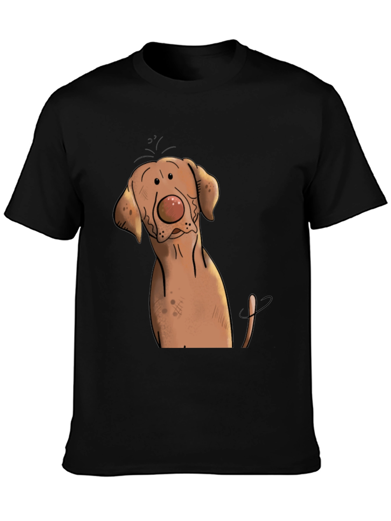 Funny Dog Graphic Tee - Black Cotton T-Shirt