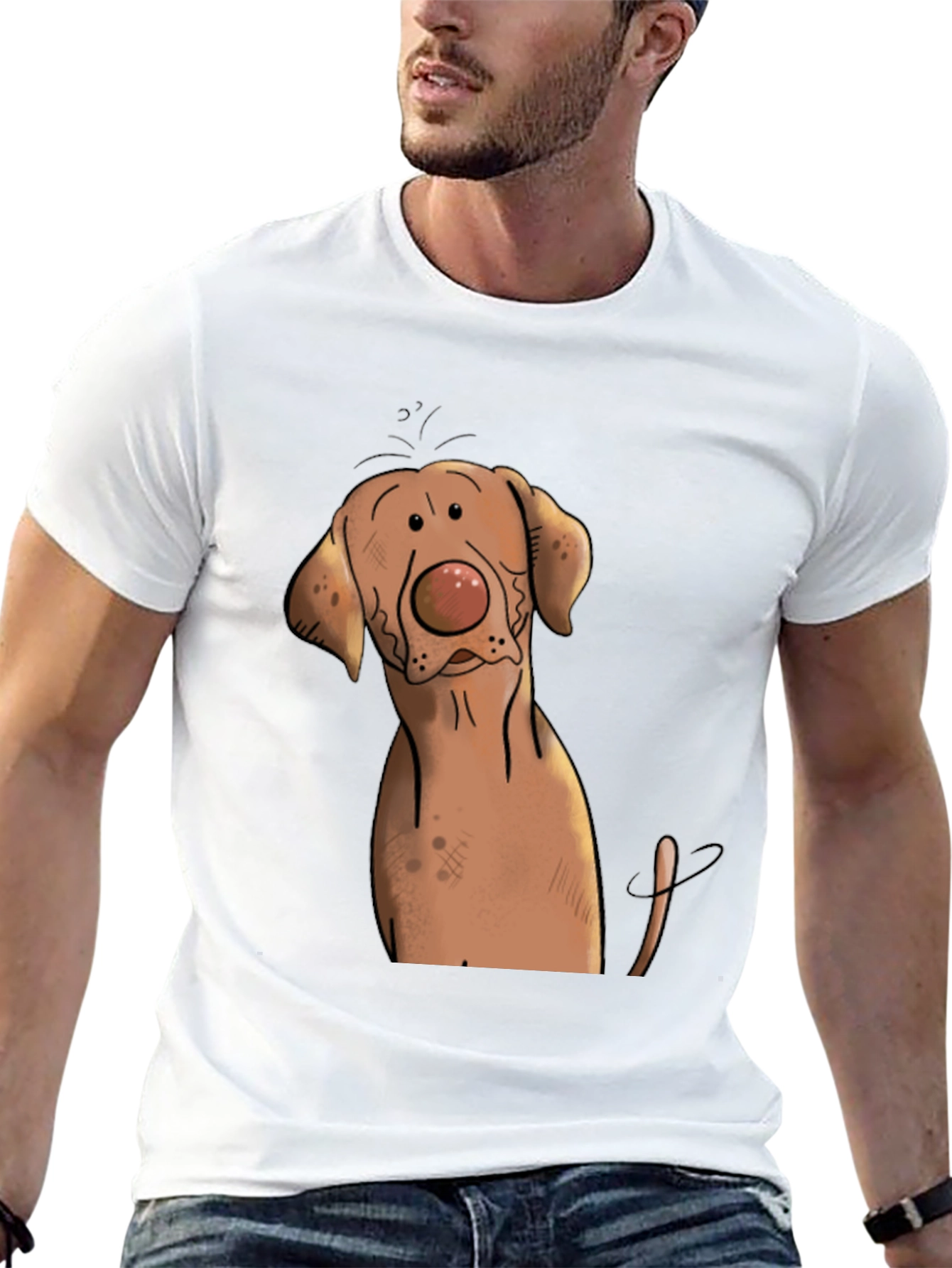Funny Dog Graphic Tee - Black Cotton T-Shirt