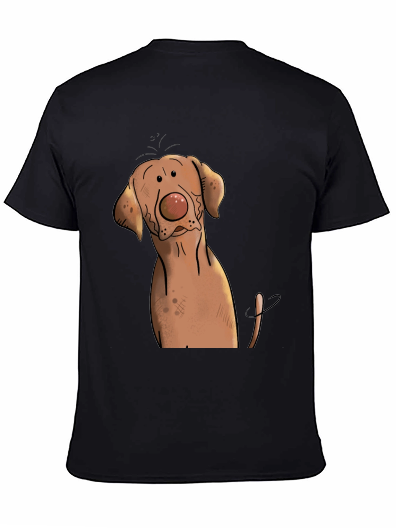 Funny Dog Graphic Tee - Black Cotton T-Shirt
