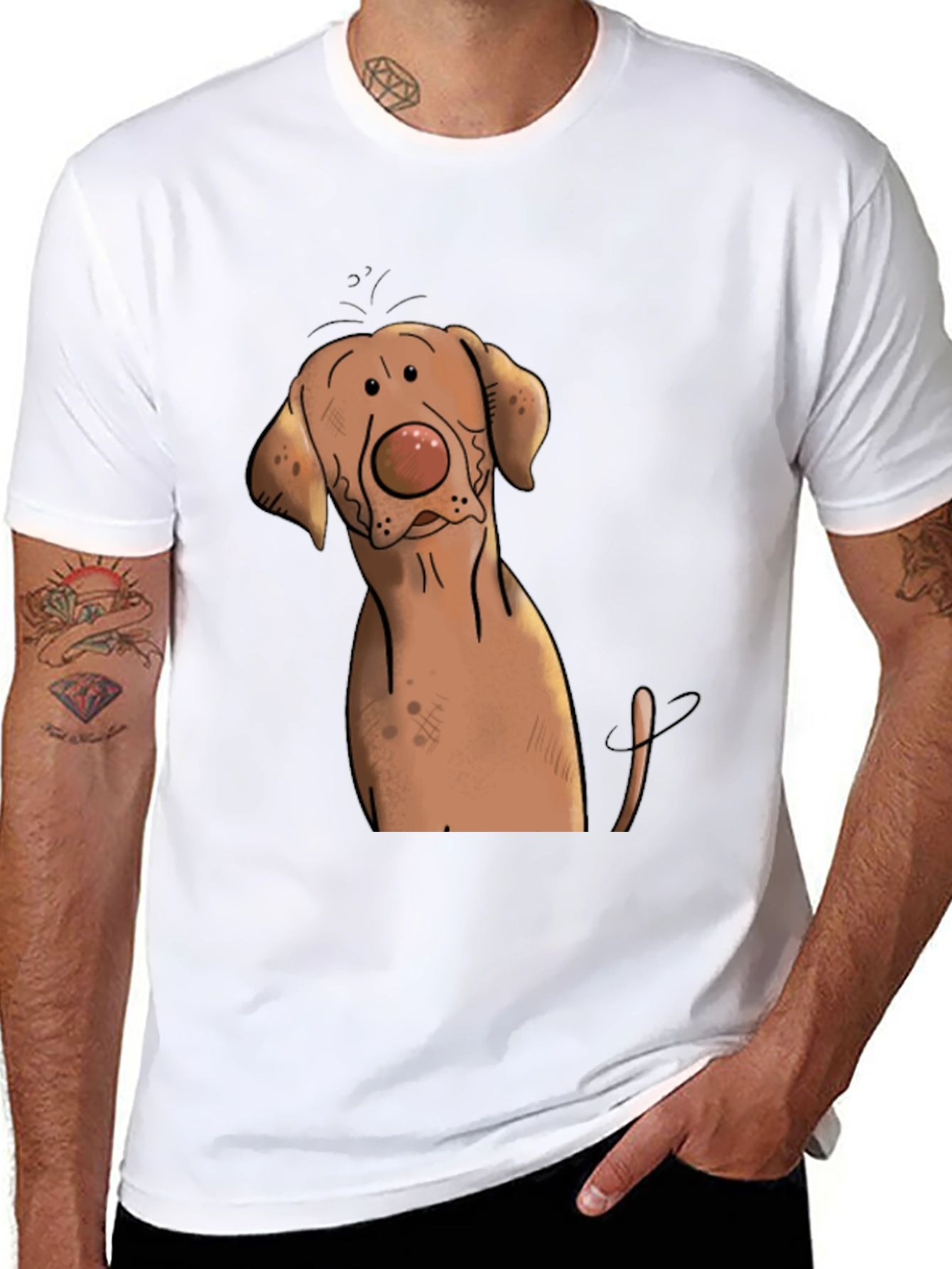 Funny Dog Graphic Tee - Black Cotton T-Shirt