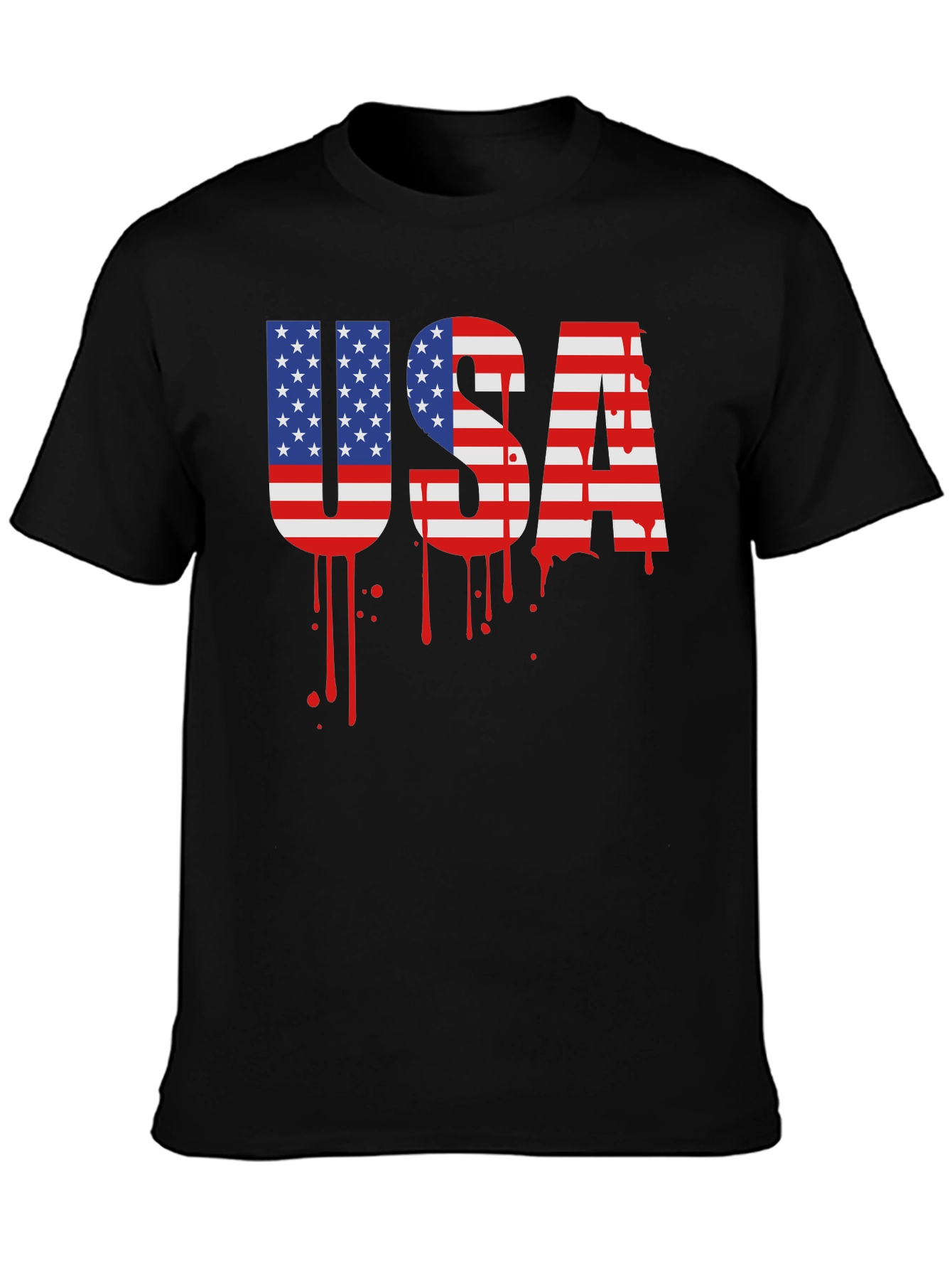 USA Flag Drip Graphic T-Shirt
