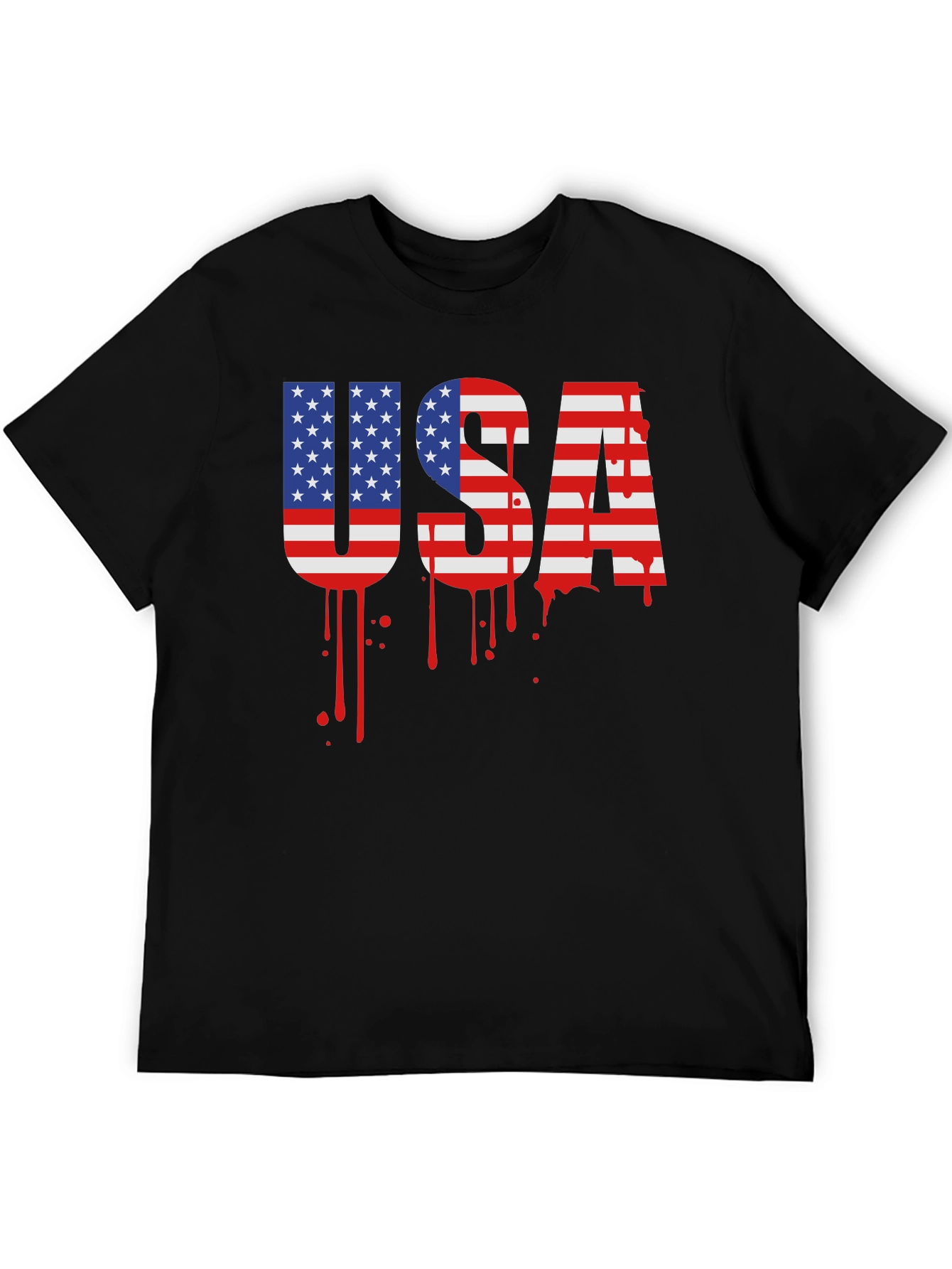 USA Flag Drip Graphic T-Shirt