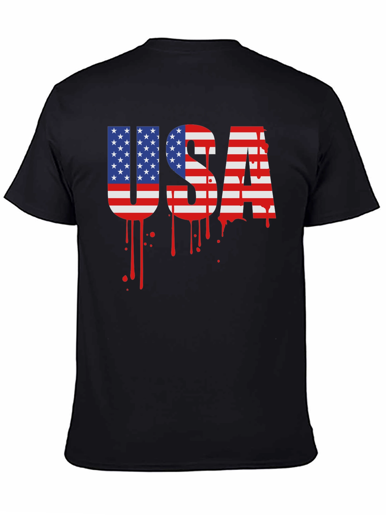 USA Flag Drip Graphic T-Shirt