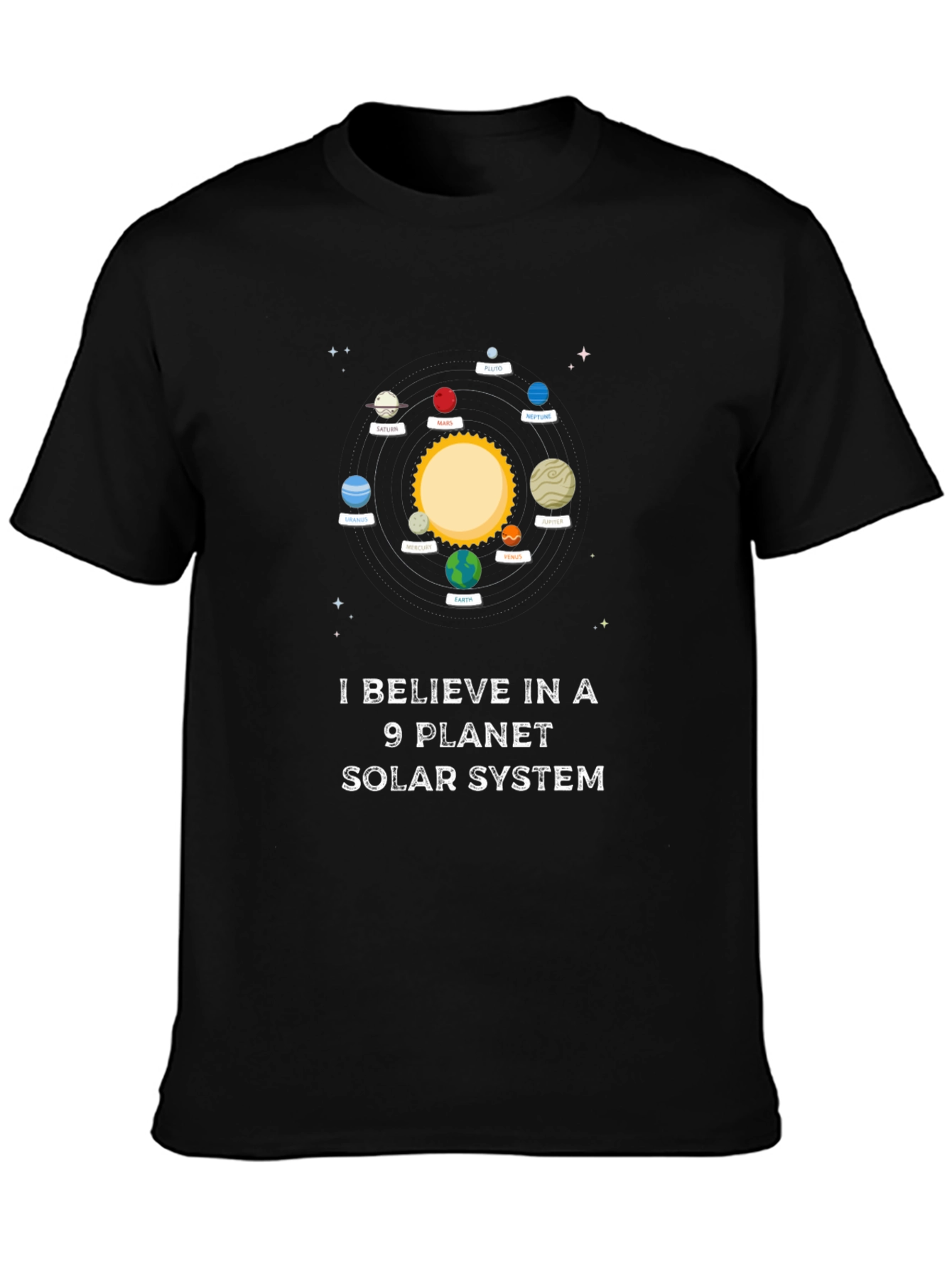 9 Planet Solar System Graphic Tee