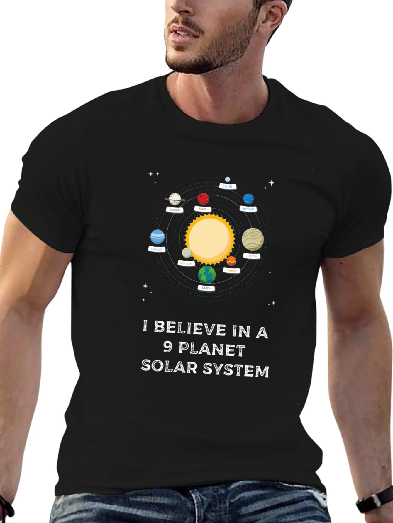 9 Planet Solar System Graphic Tee