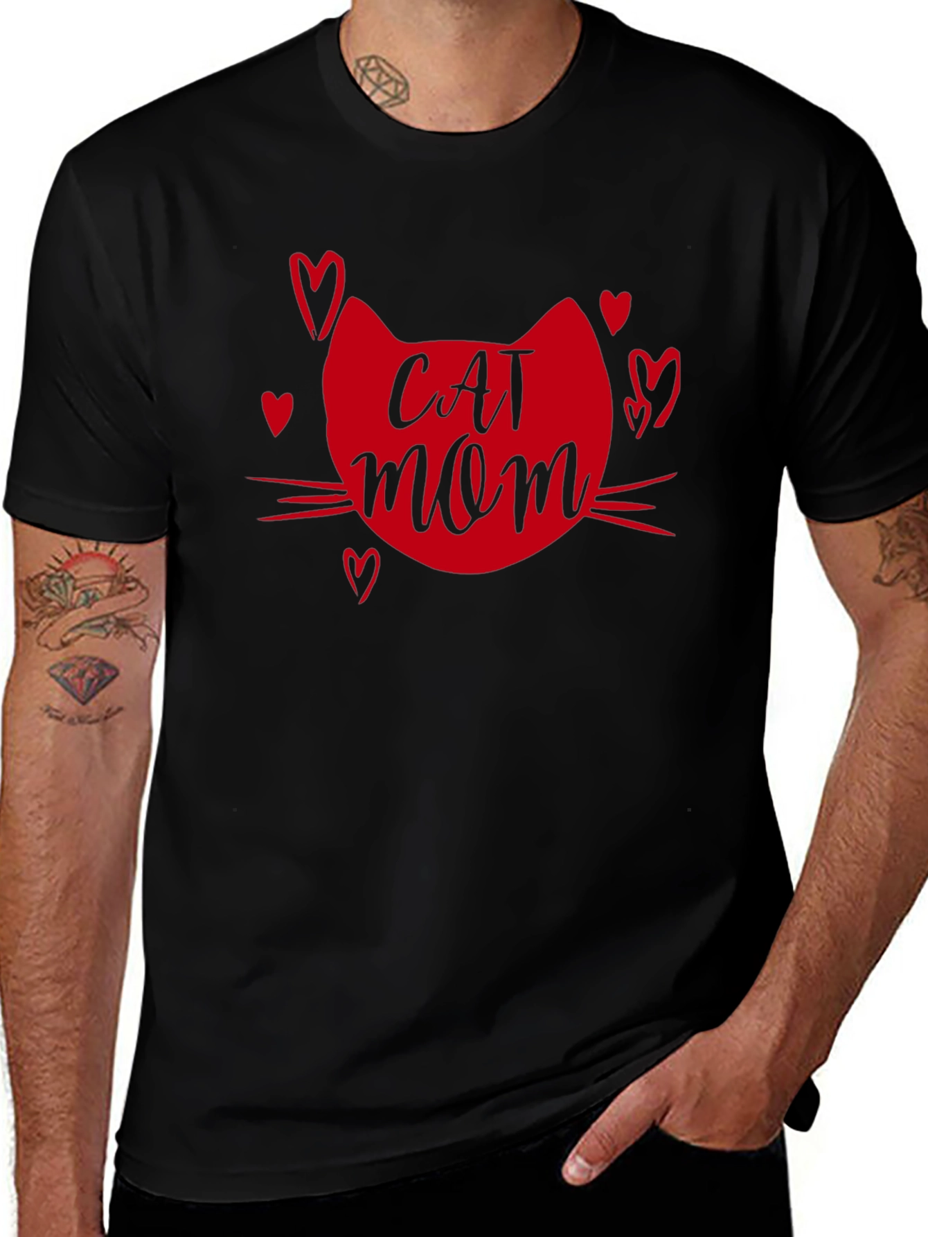 Cat Mom T-Shirt - Heart Graphic Tee