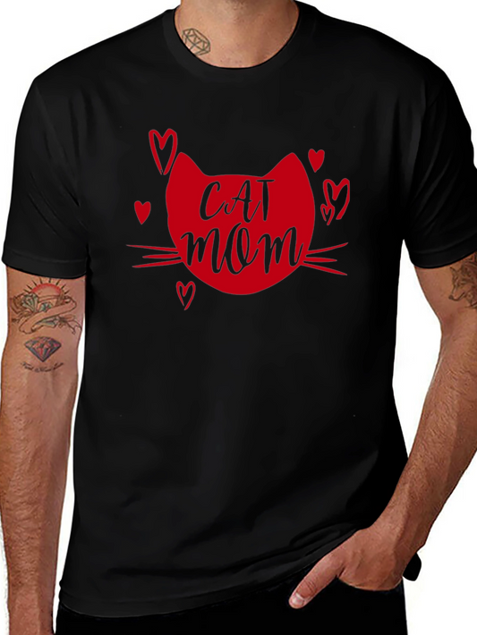 Cat Mom T-Shirt - Heart Graphic Tee