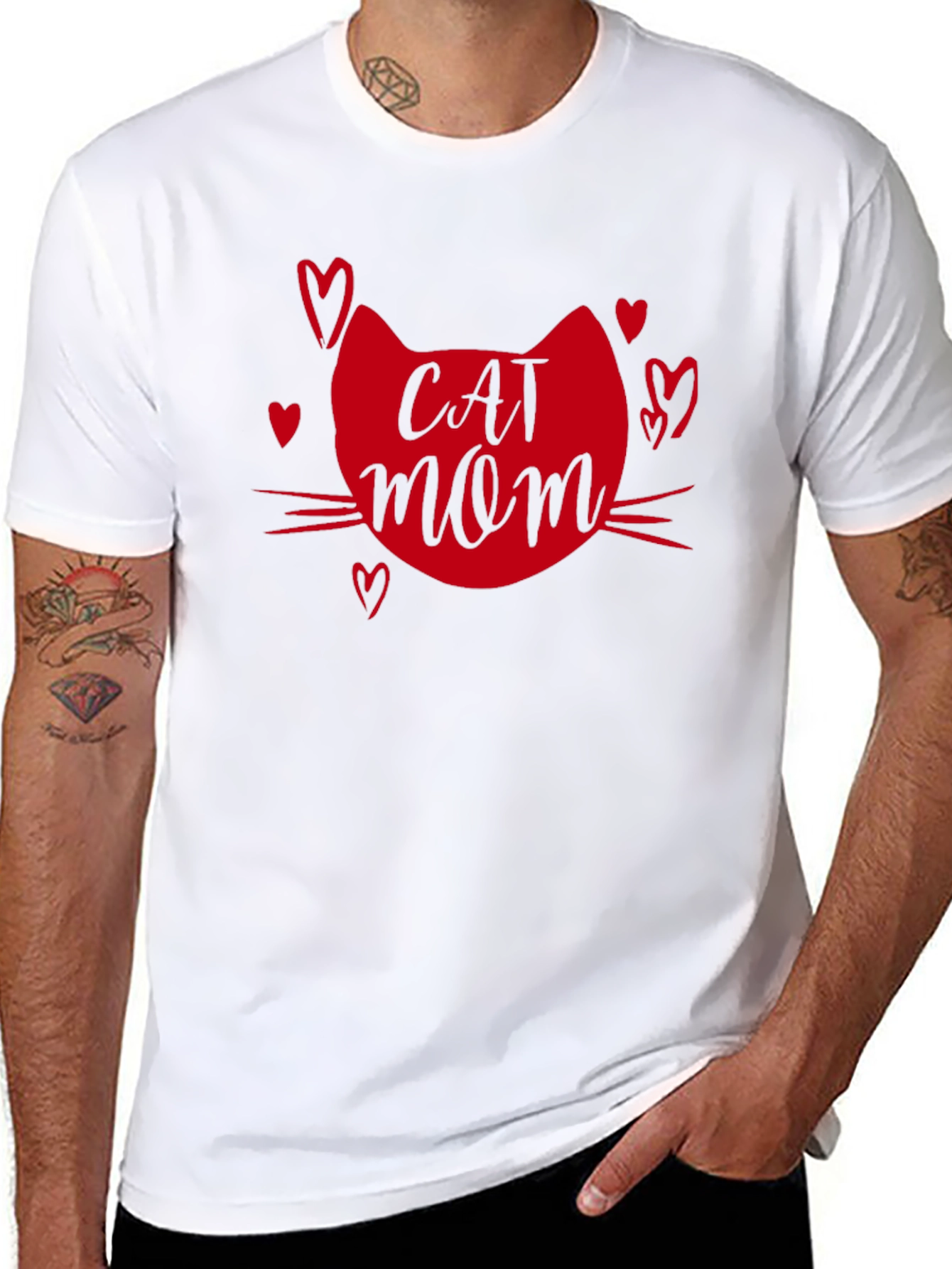 Cat Mom T-Shirt - Heart Graphic Tee