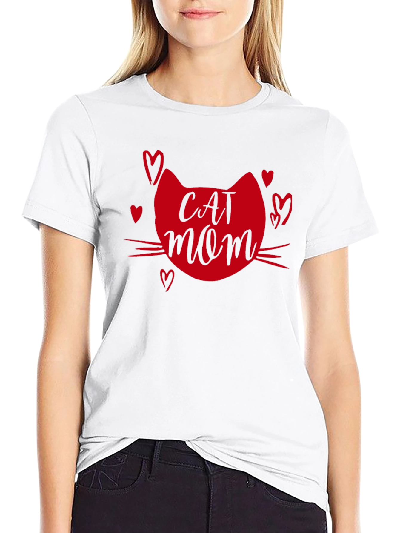 Cat Mom T-Shirt - Heart Graphic Tee