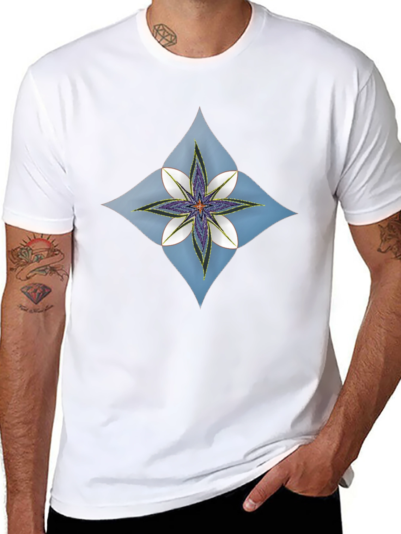 Floral Diamond Black T-Shirt
