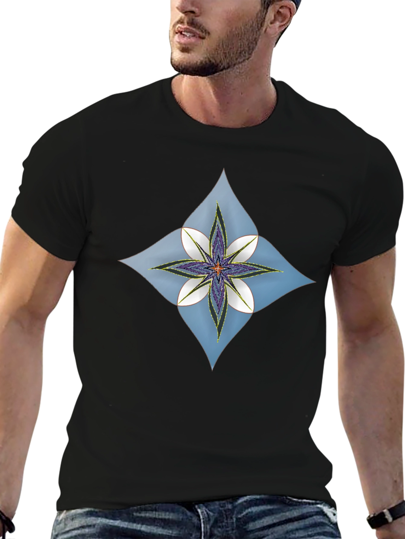 Floral Diamond Black T-Shirt