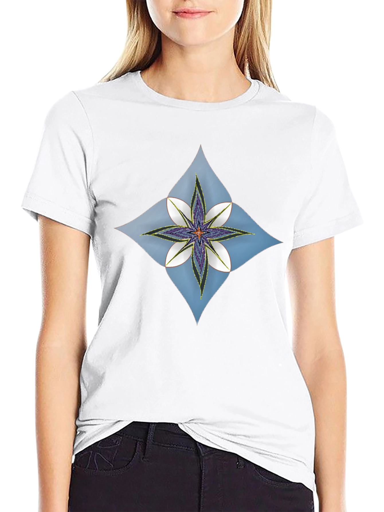 Floral Diamond Black T-Shirt