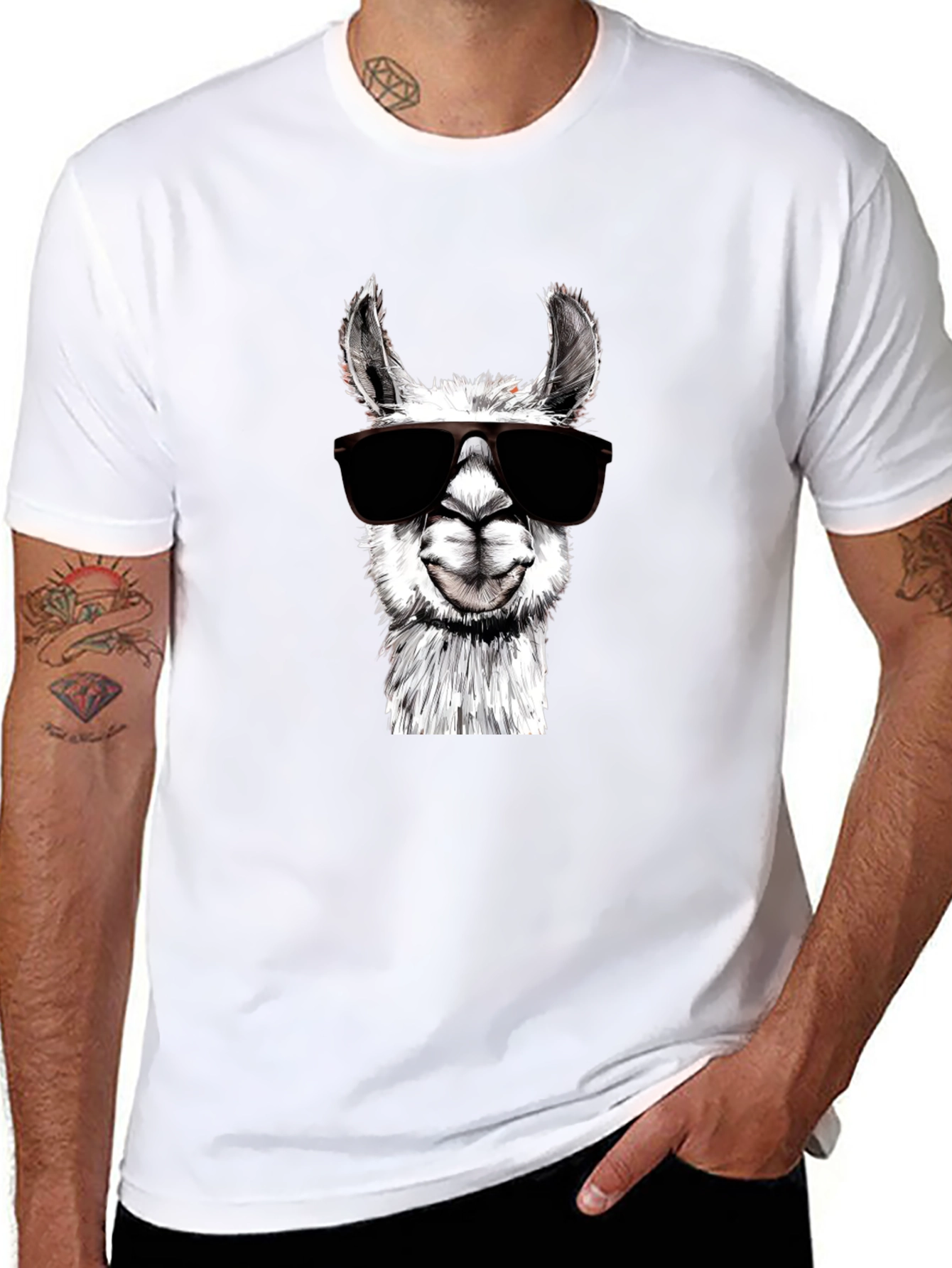 Cool Llama Graphic Tee - Black Cotton Shirt