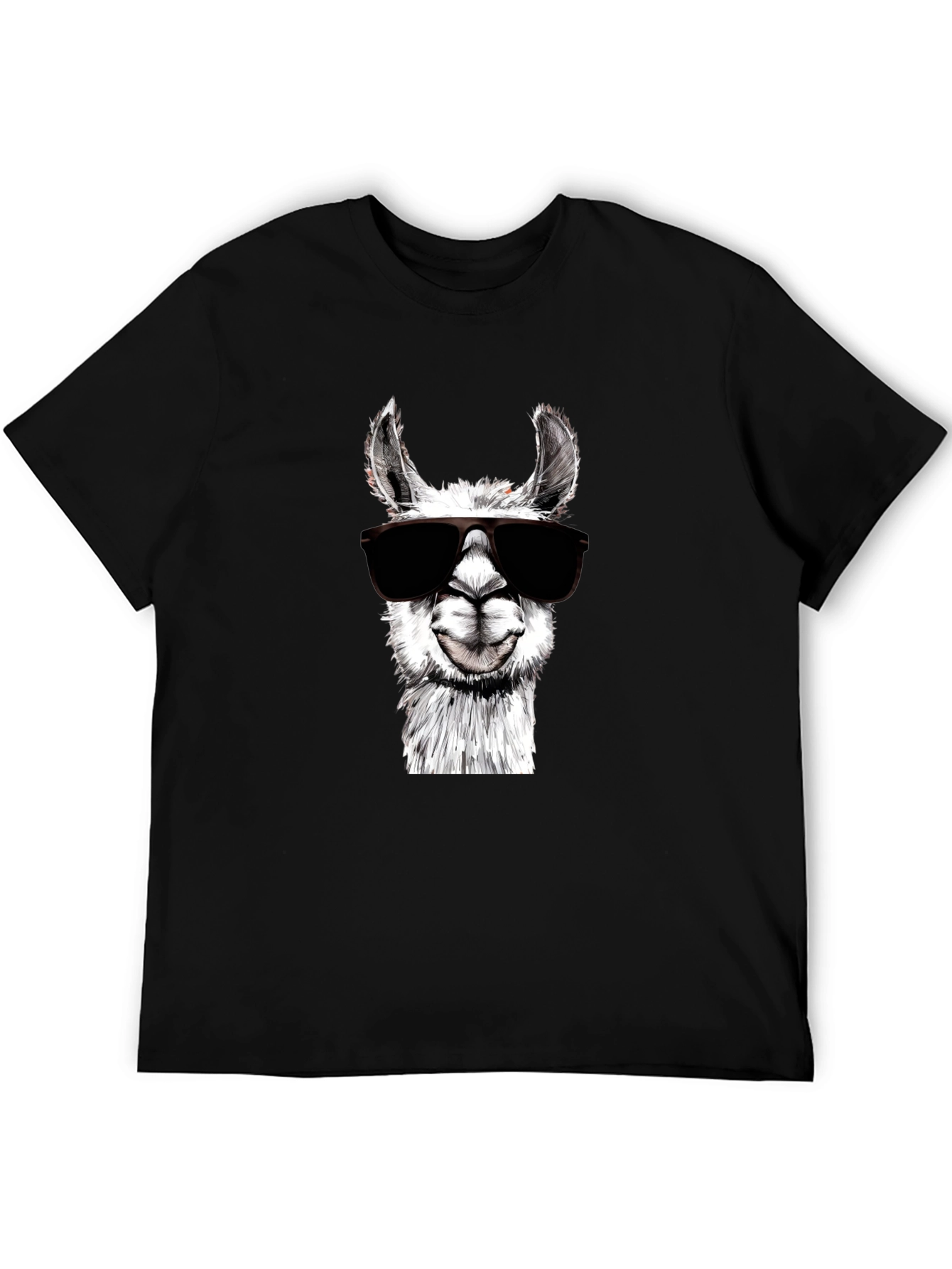 Cool Llama Graphic Tee - Black Cotton Shirt