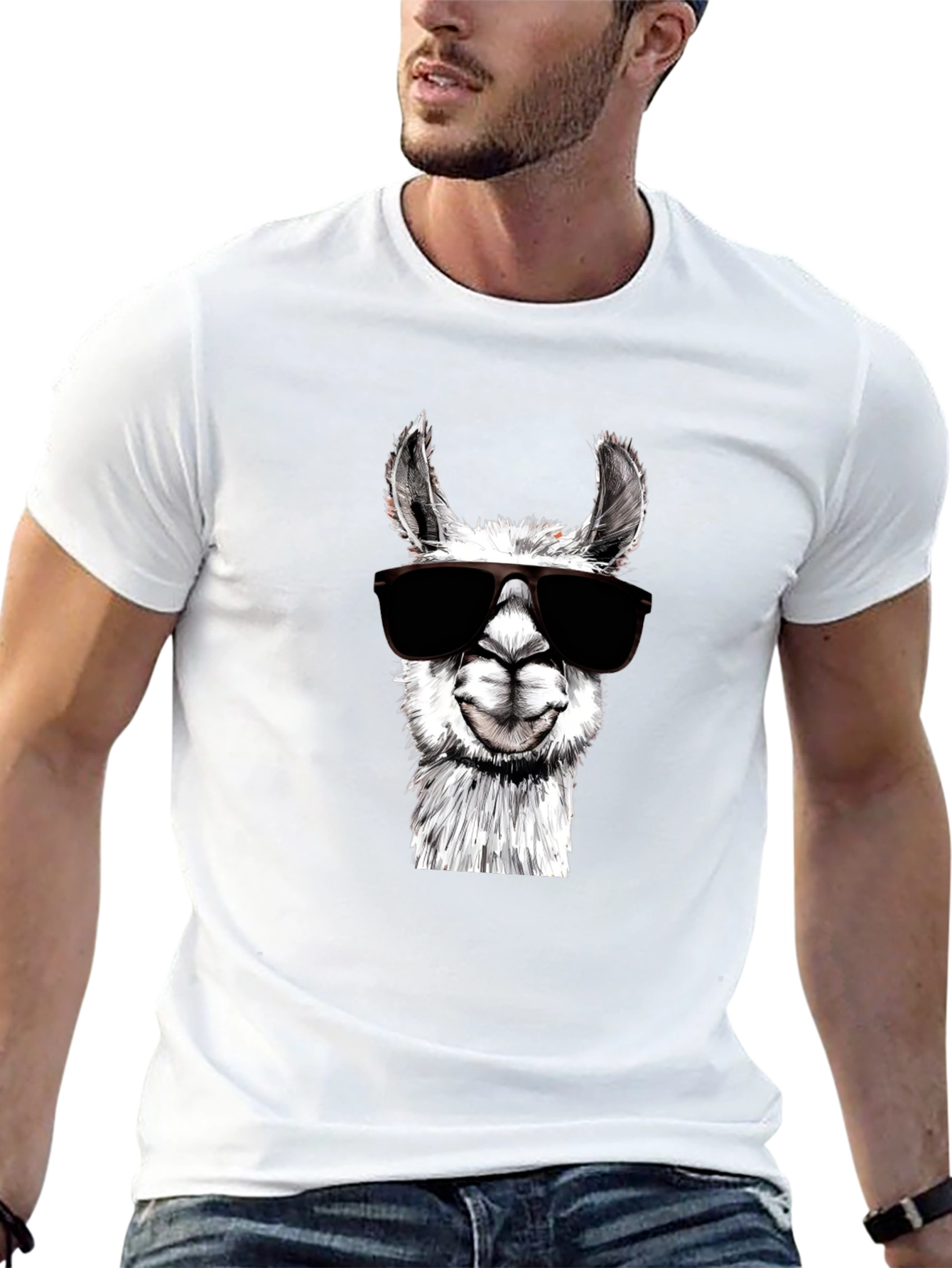 Cool Llama Graphic Tee - Black Cotton Shirt