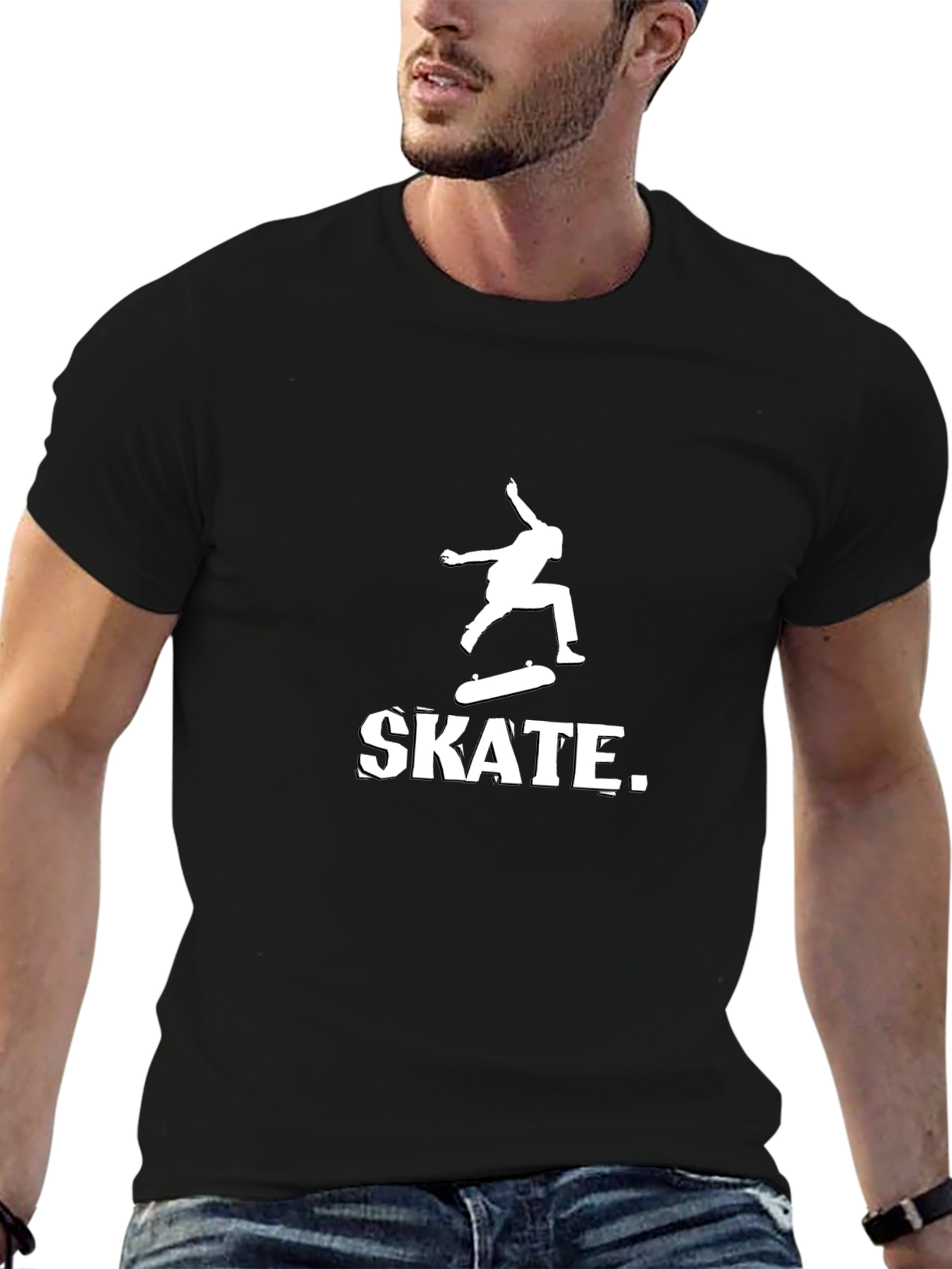 Skateboarding Graphic T-Shirt - Black Cotton Tee