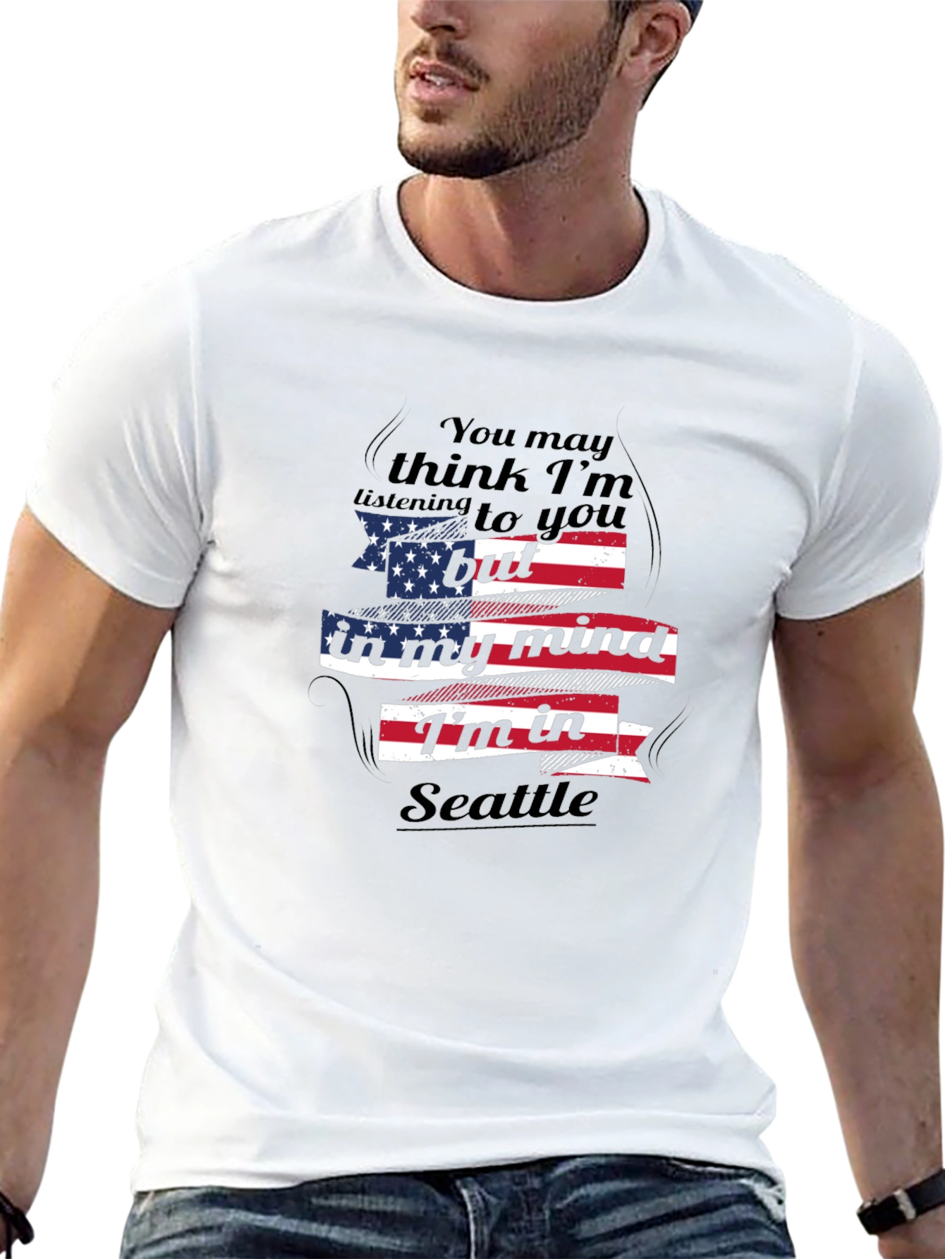 Seattle Mind USA Flag Graphic T-Shirt