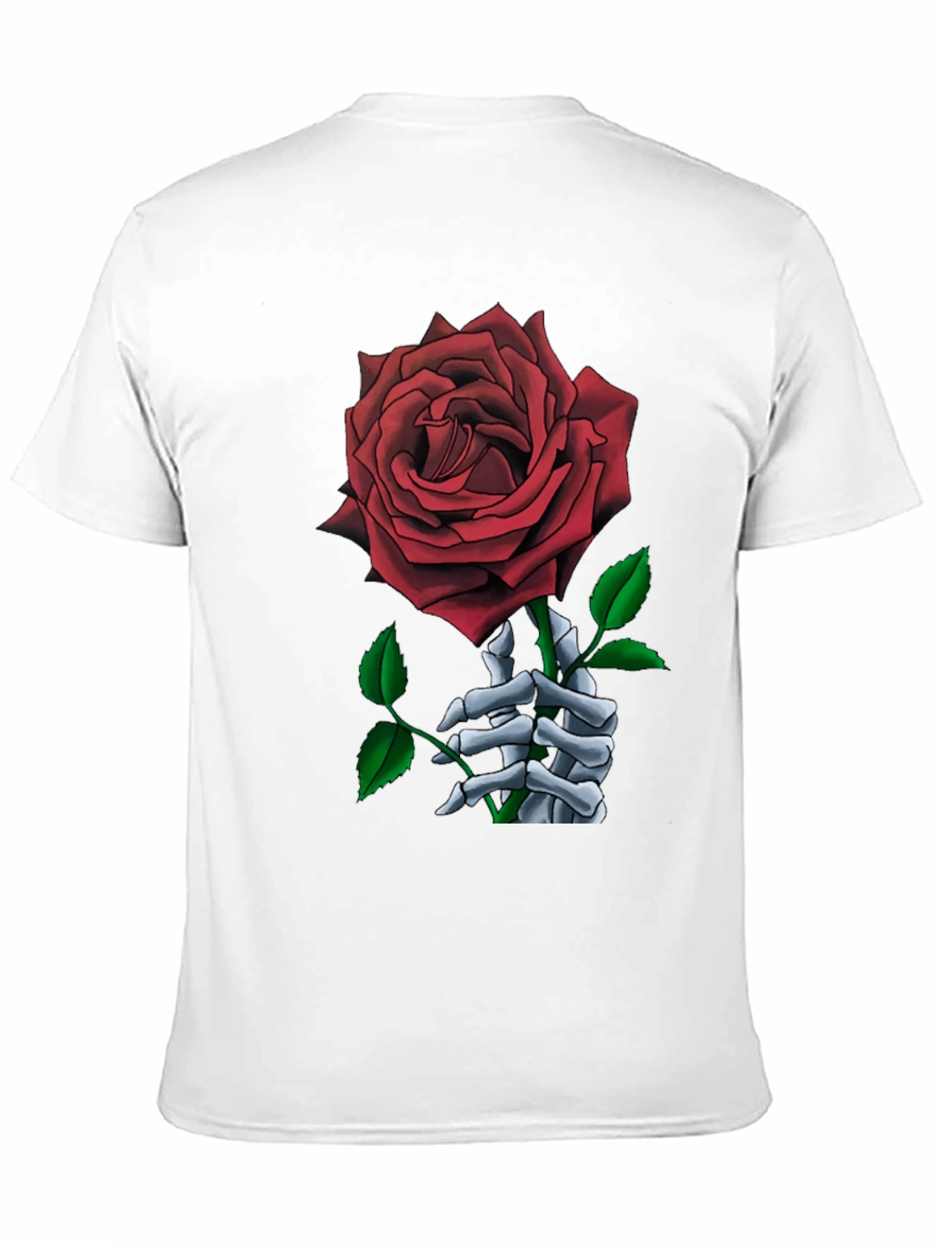 Rose and Skeleton Hand Black T-Shirt