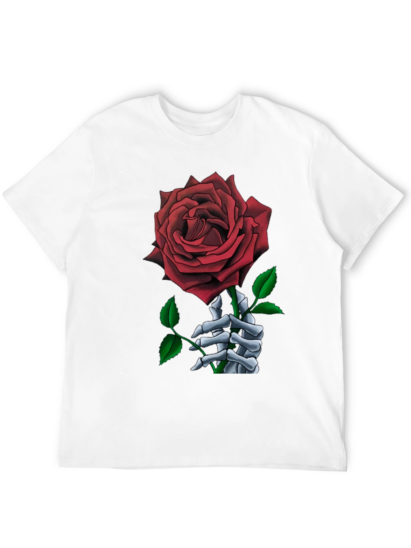 Rose and Skeleton Hand Black T-Shirt