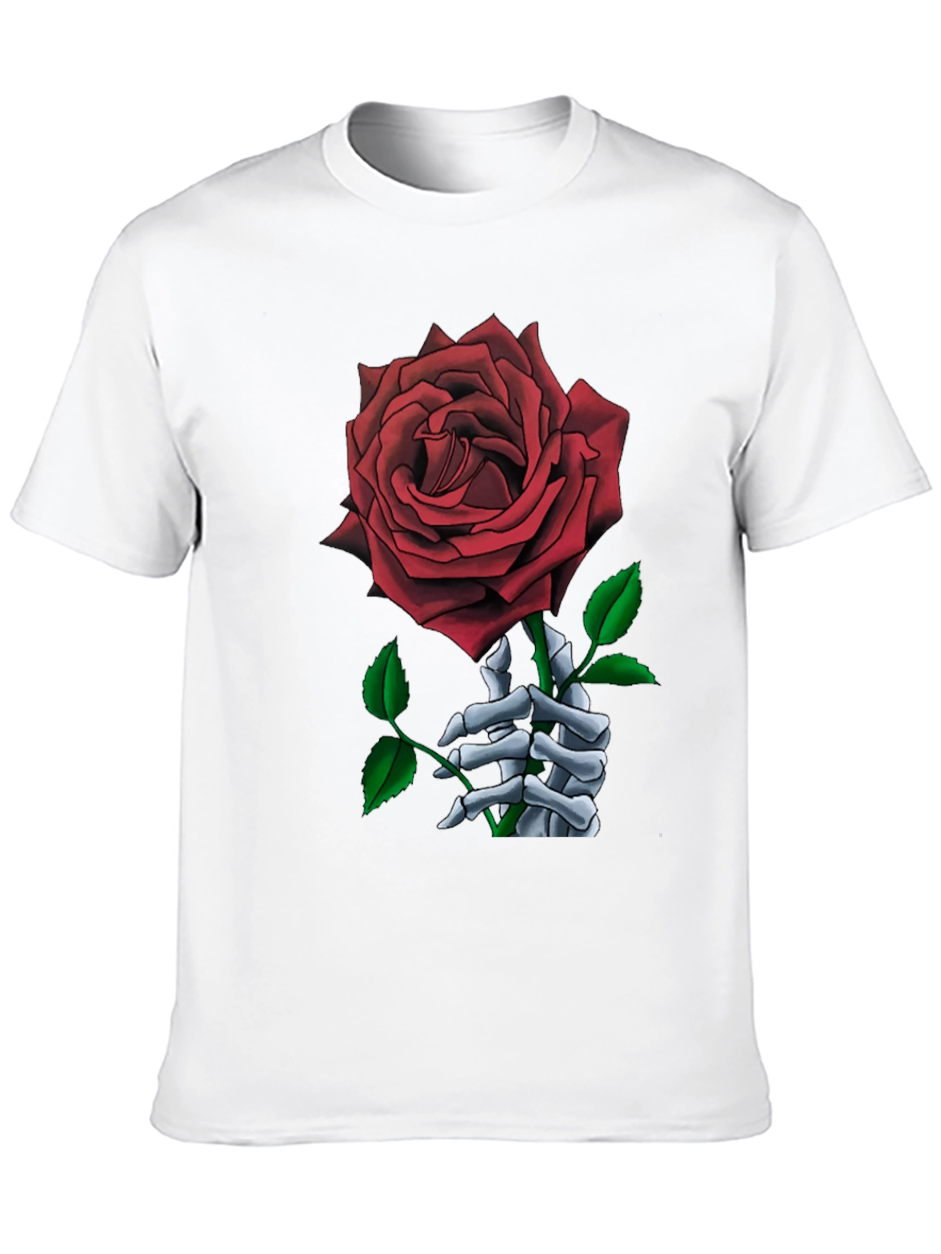 Rose and Skeleton Hand Black T-Shirt