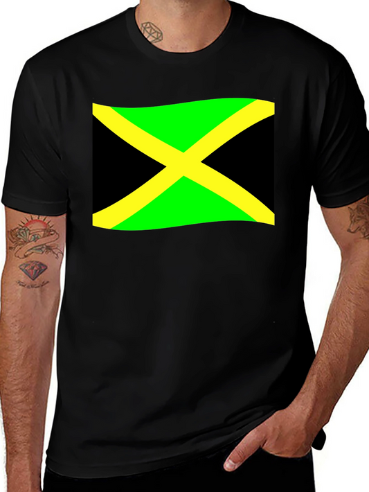 Jamaica Flag T-Shirt - Black Cotton Tee