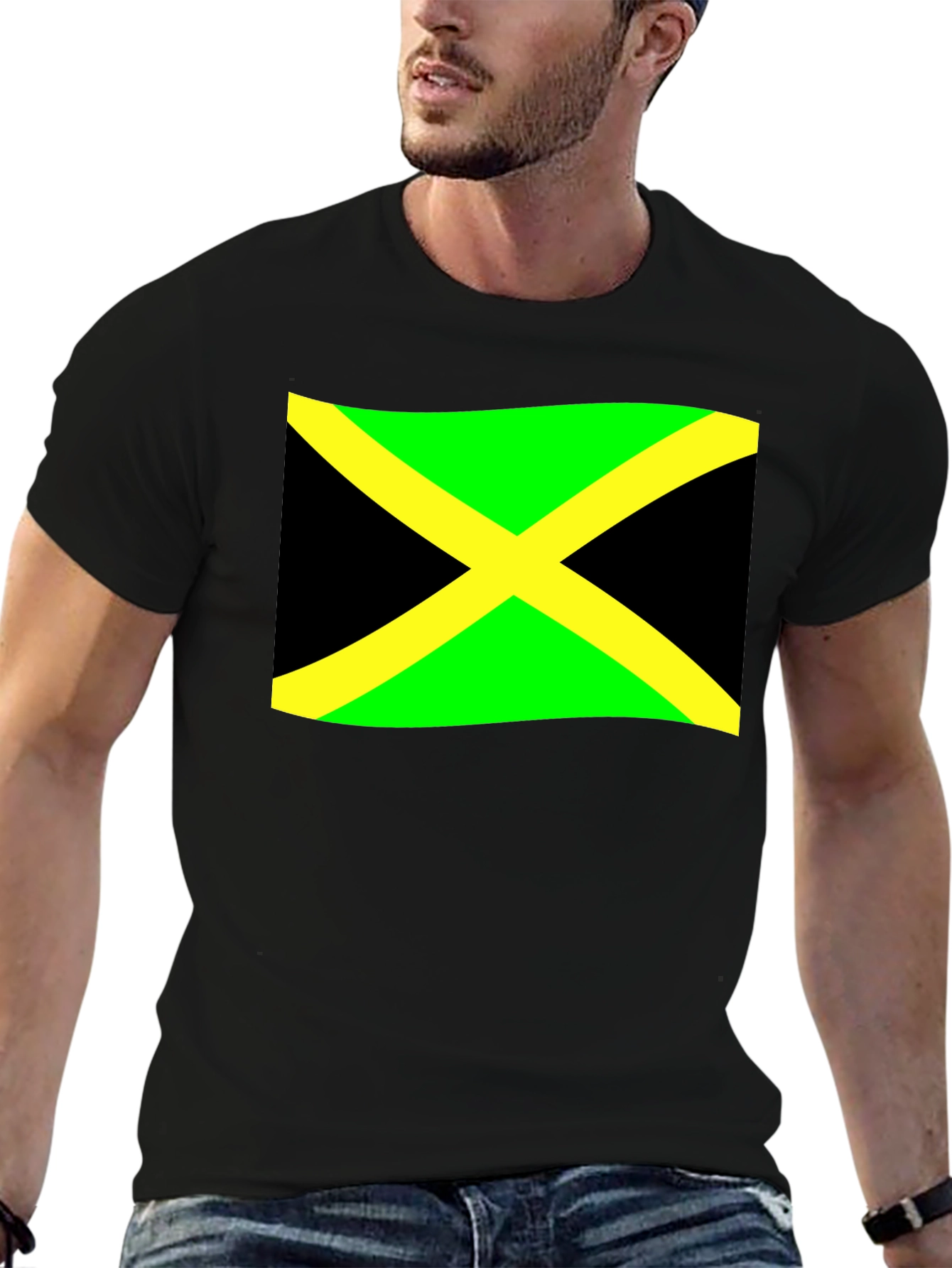 Jamaica Flag T-Shirt - Black Cotton Tee