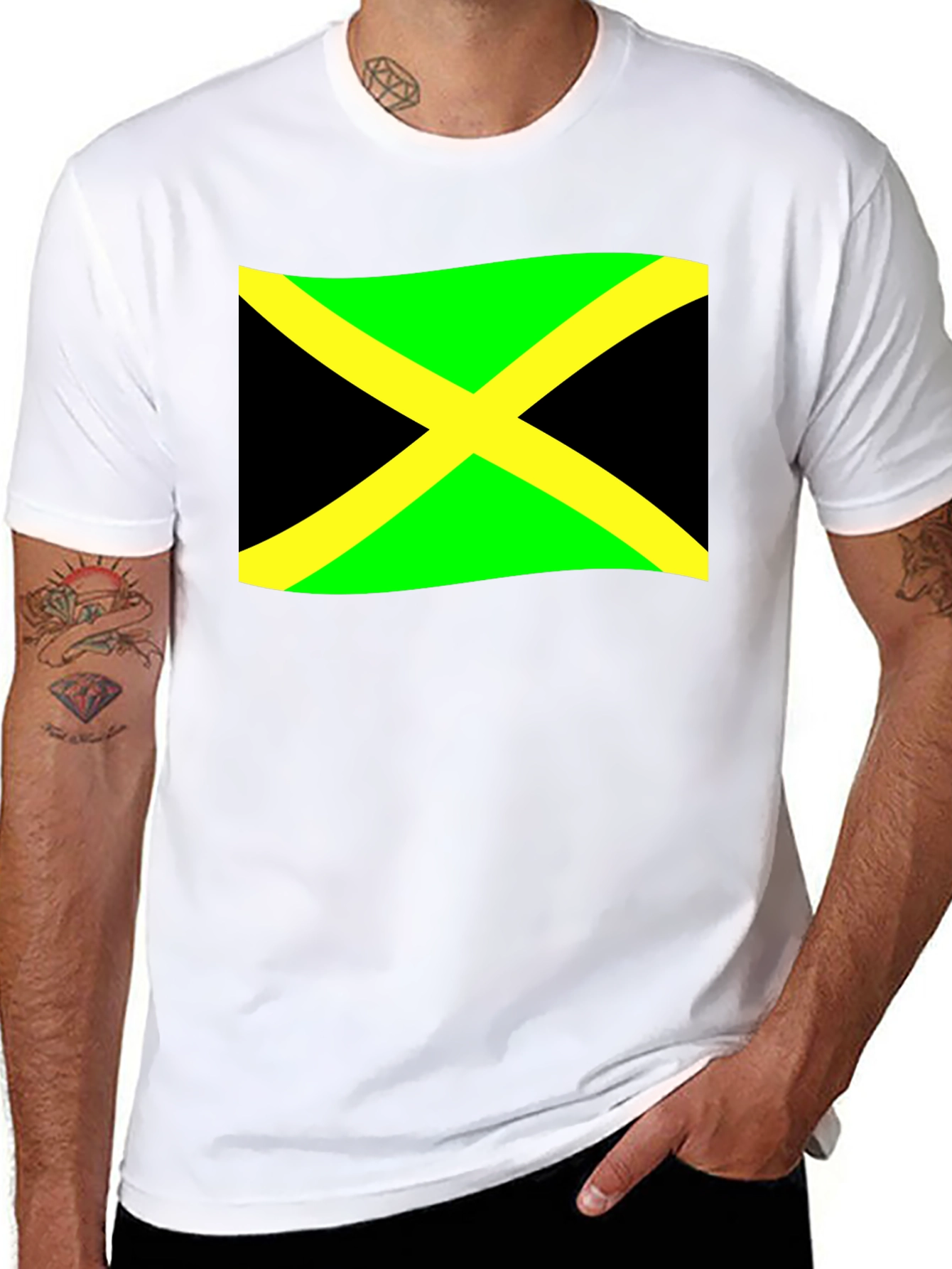 Jamaica Flag T-Shirt - Black Cotton Tee