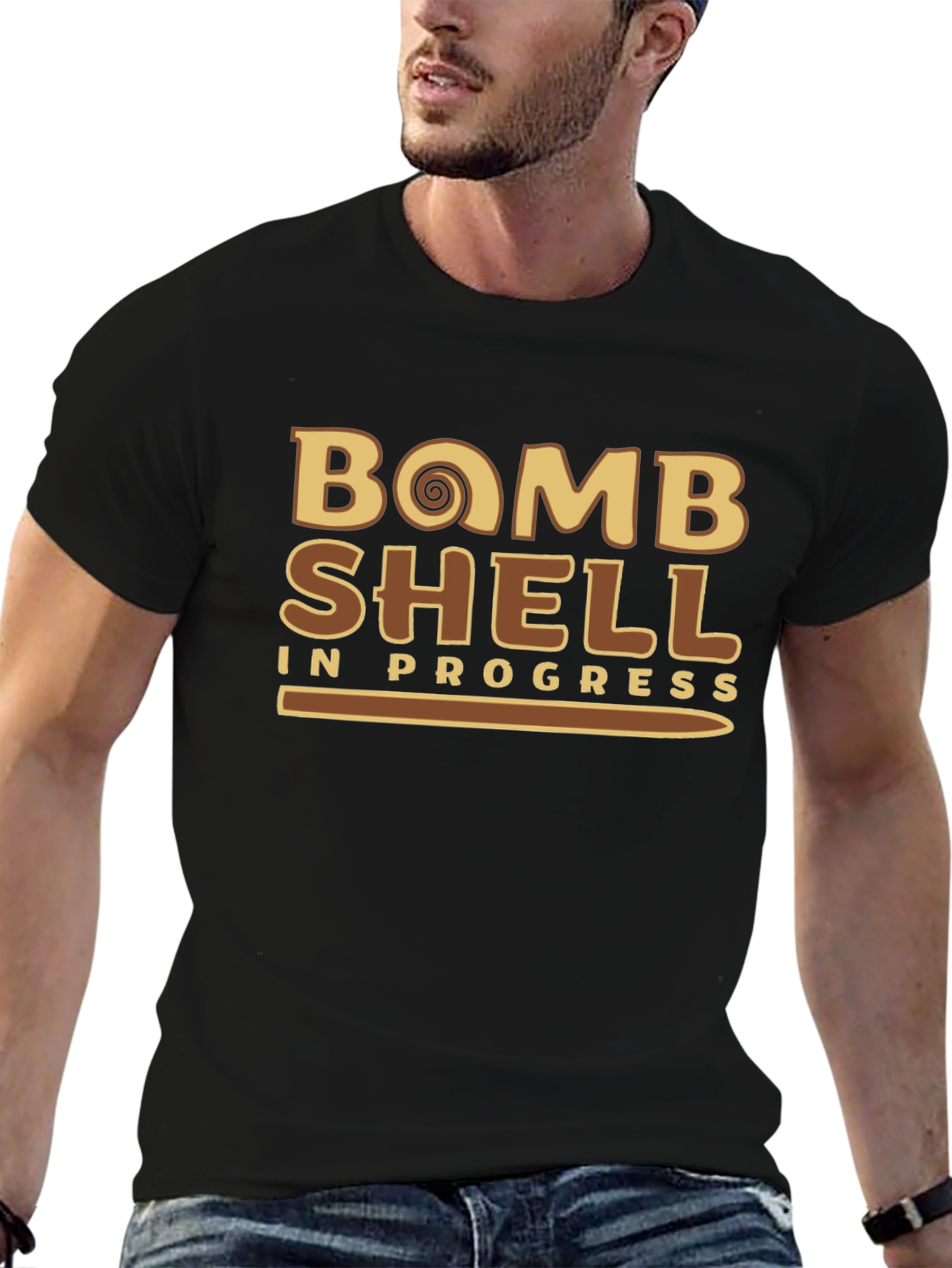 Bomb Shell In Progress Mens Black T-Shirt