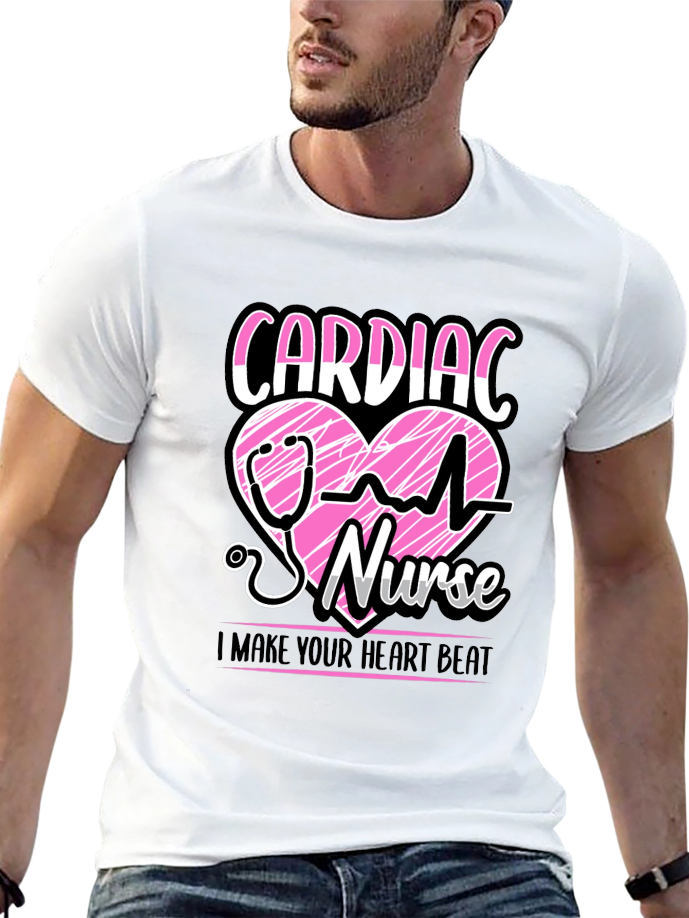 Cardiac Nurse T-Shirt - Heartbeat Design