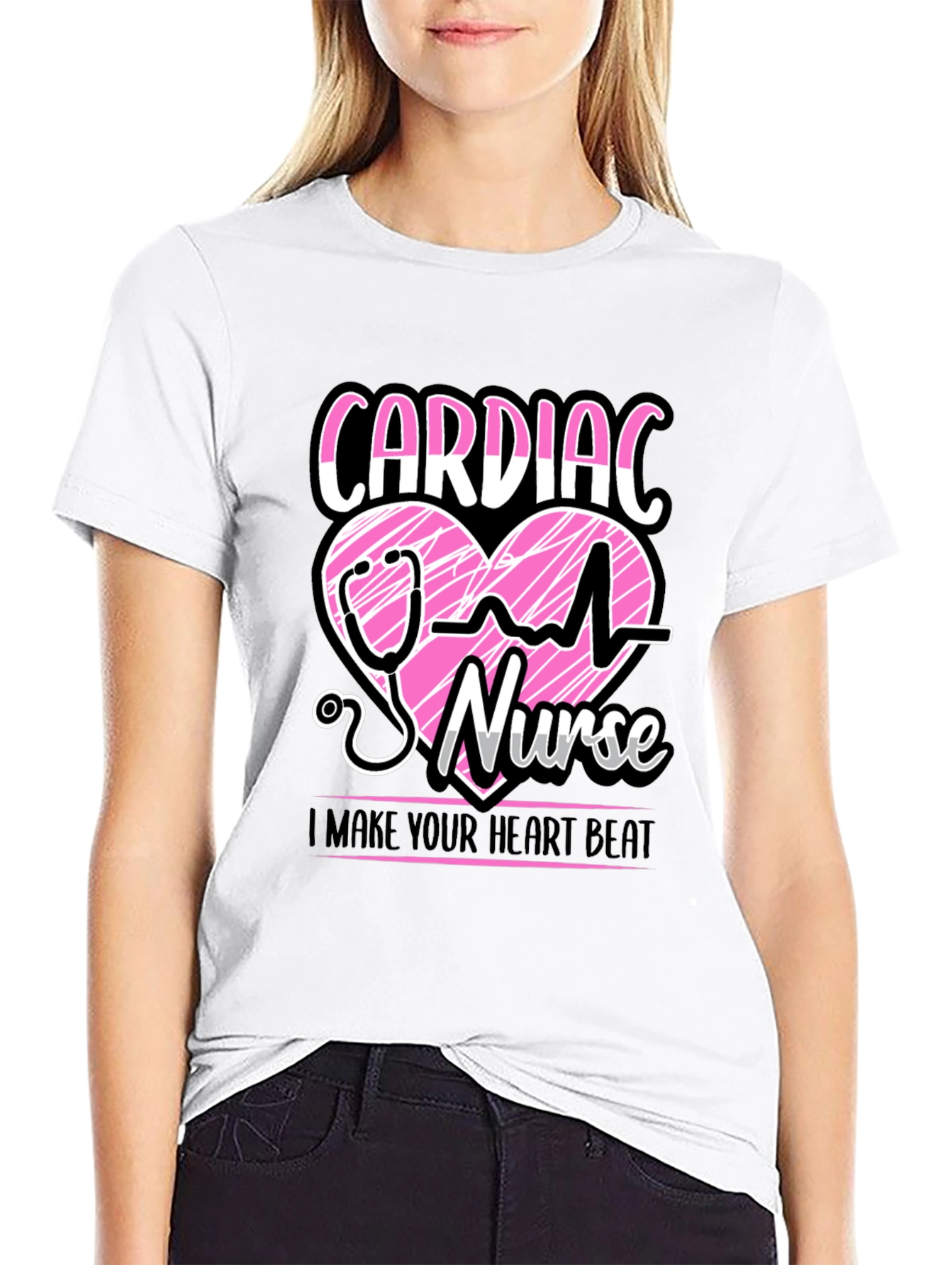 Cardiac Nurse T-Shirt - Heartbeat Design