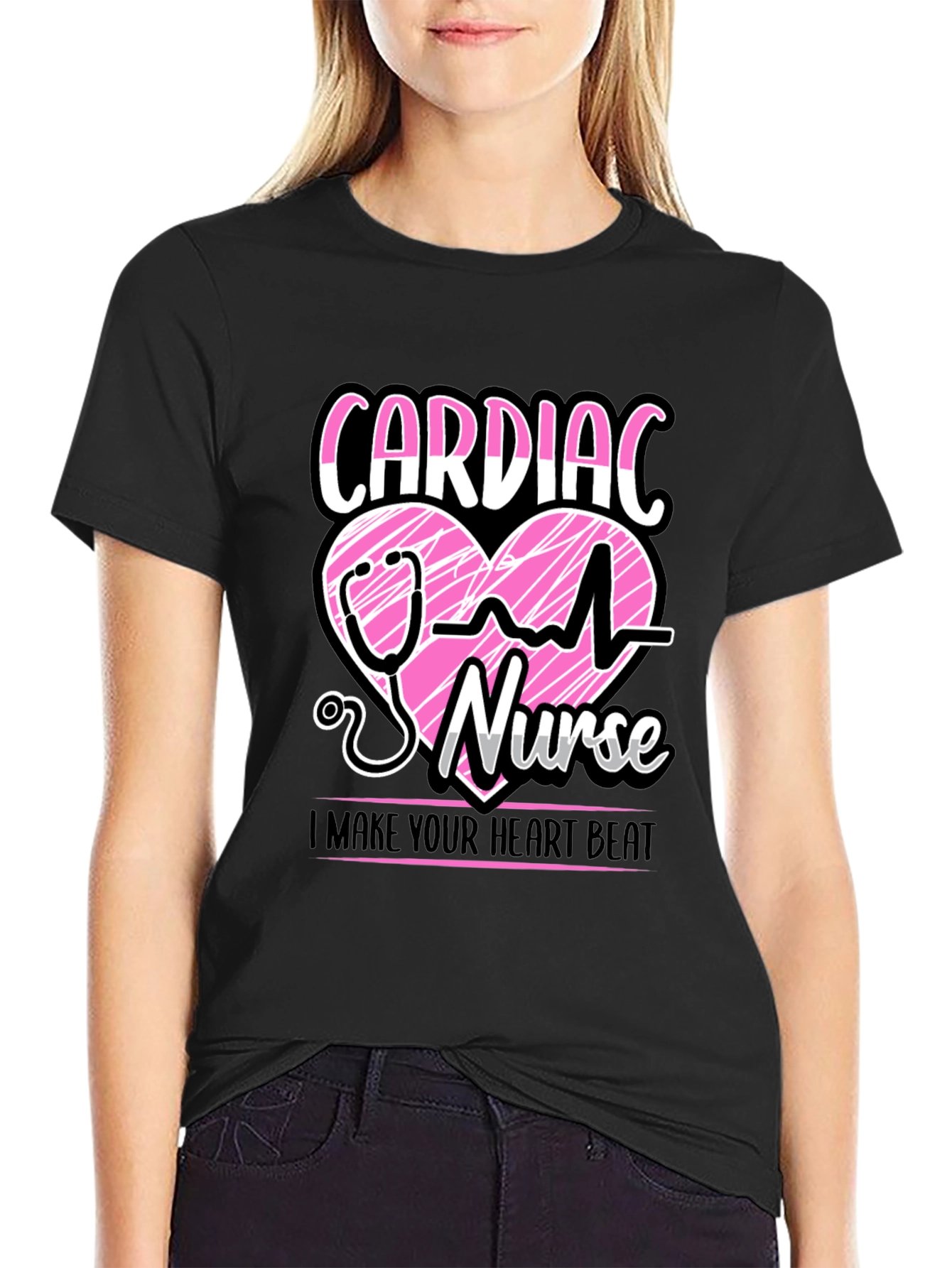 Cardiac Nurse T-Shirt - Heartbeat Design
