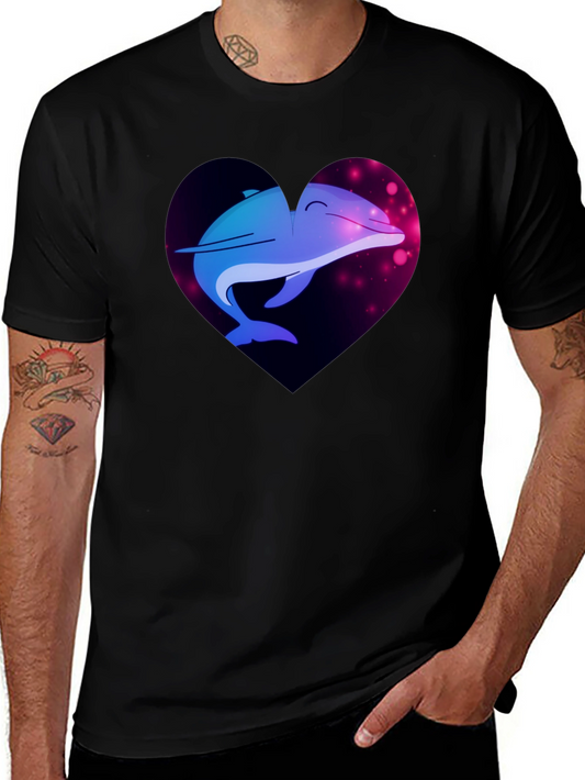 Dolphin Heart Graphic Tee - Black