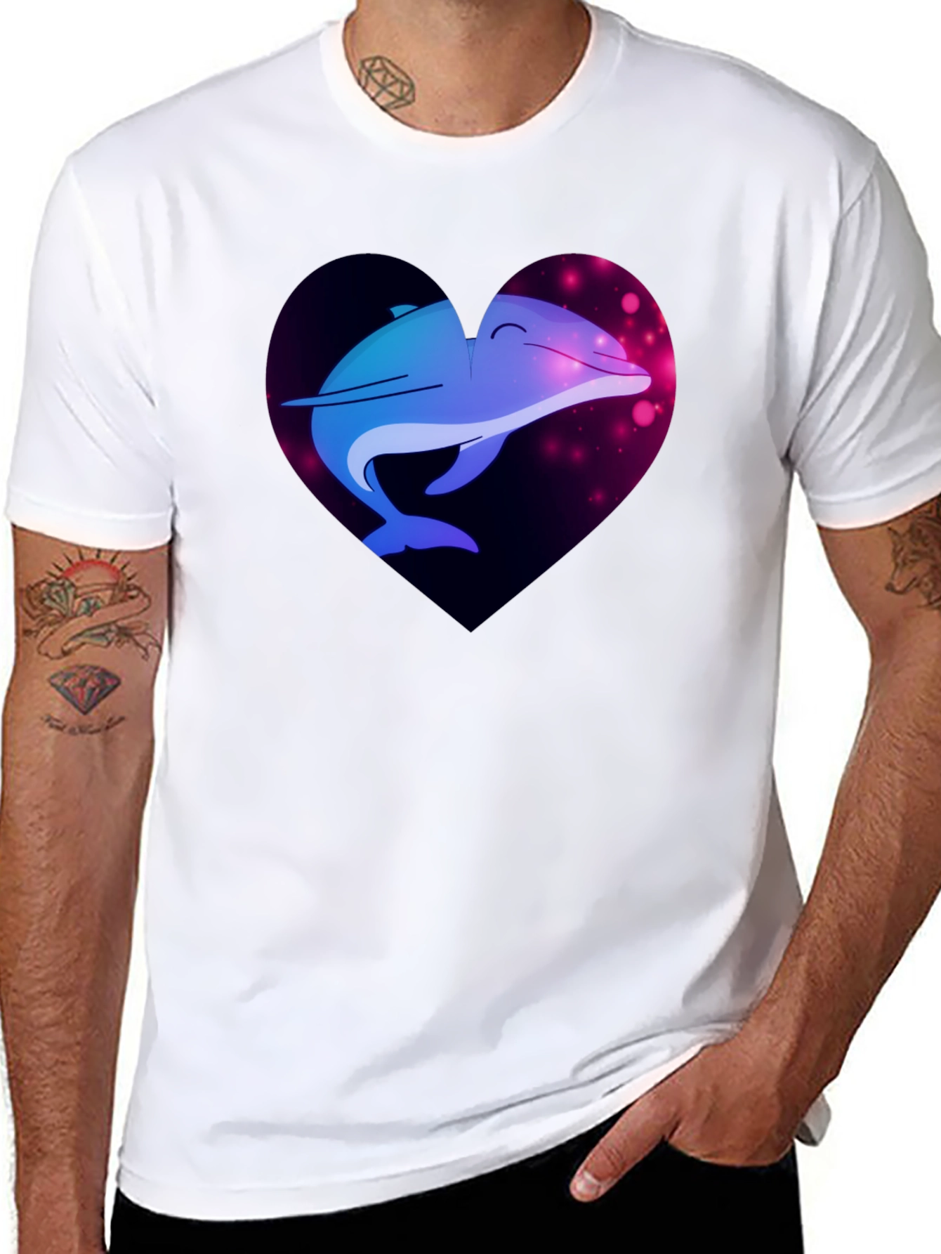 Dolphin Heart Graphic Tee - Black