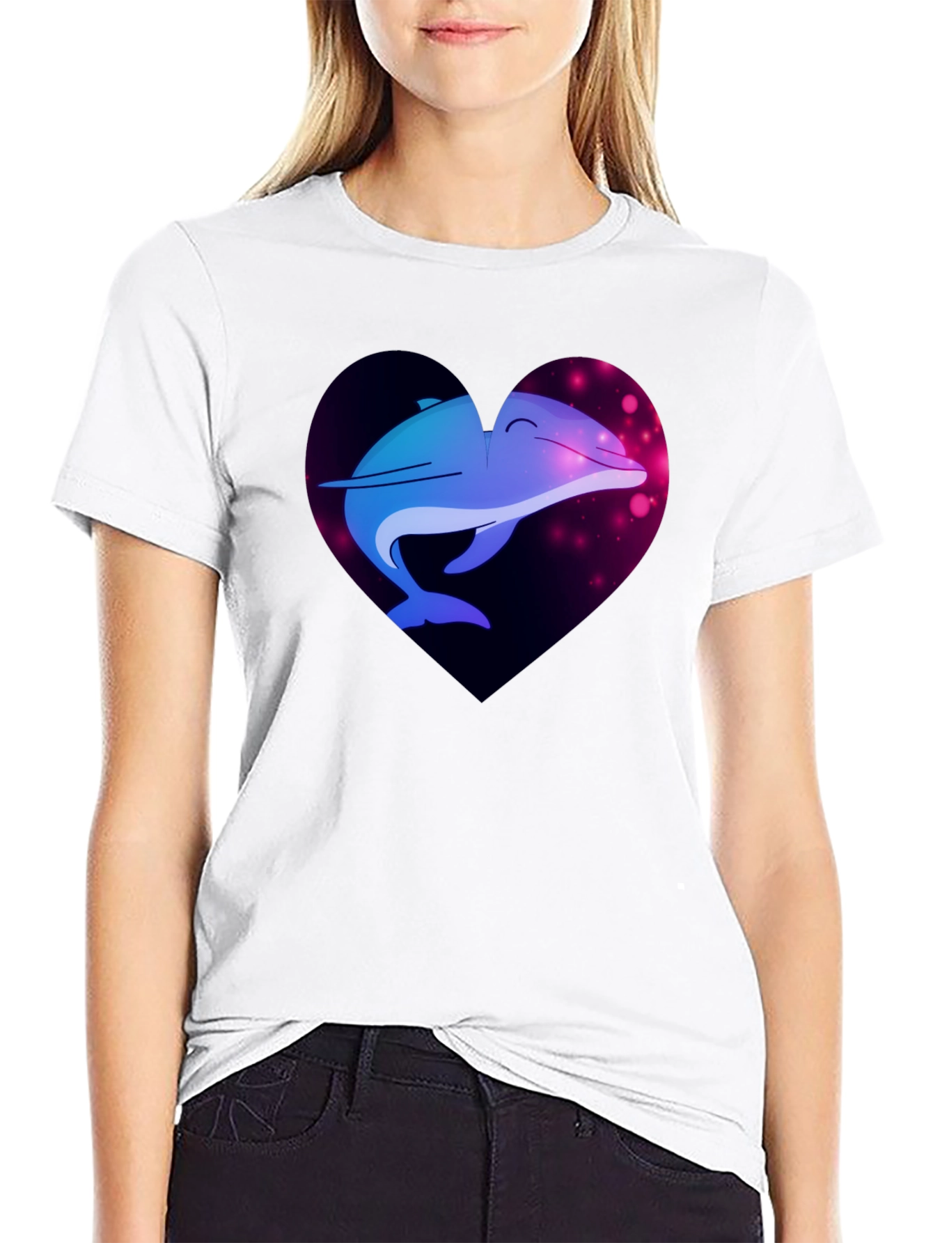 Dolphin Heart Graphic Tee - Black