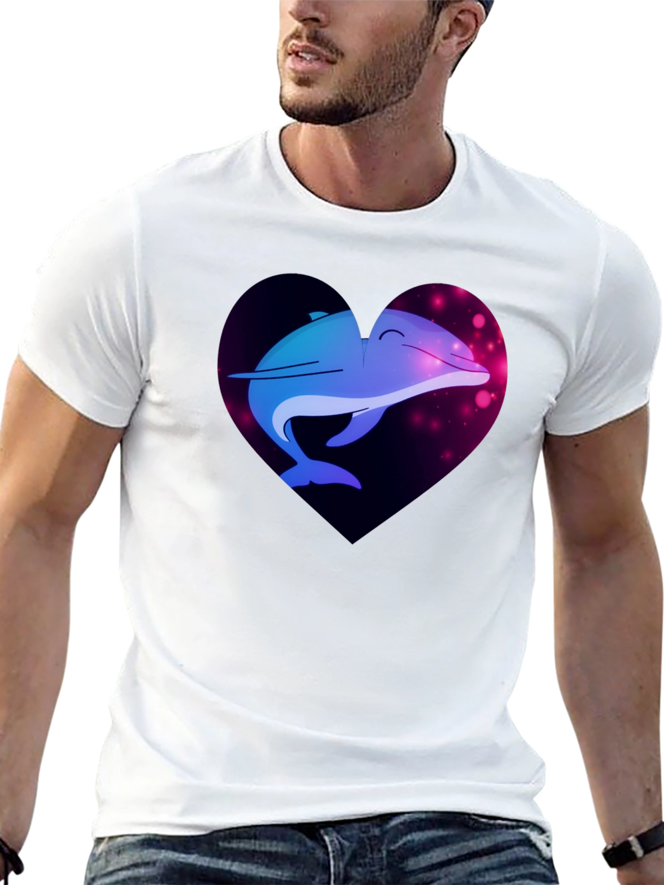 Dolphin Heart Graphic Tee - Black